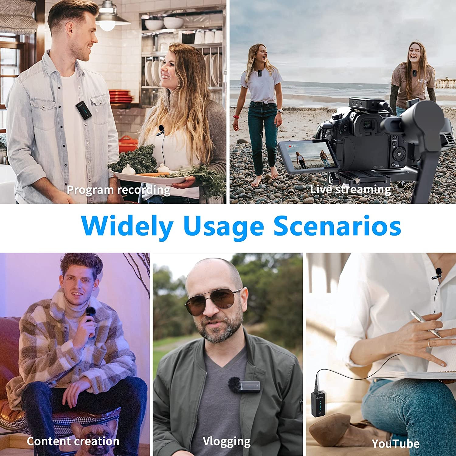 BOYA BY-XM6-S2 Wireless Lavalier Microphone 2.4Ghz Dual Channel Wireless Lapel Microphones for Cameras Phone DSLR Camcorder Mic for Video Recording Youtube Vlogging (2 Transmitters & 1 Receiver)  BOYA   