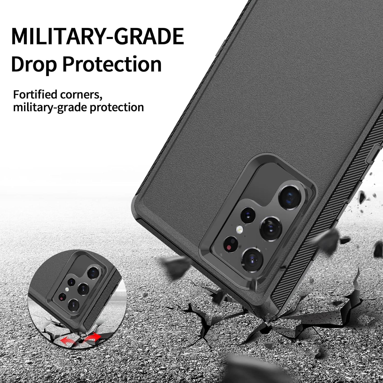 SZFIRSTEY Case for Galaxy S22 Ultra, Drop Protection Rugged Shockproof Military Protective Bumper Phone Cover Armor Heavy Duty for Samsung Galaxy S22 Ultra (Black)  SZFIRSTEY   