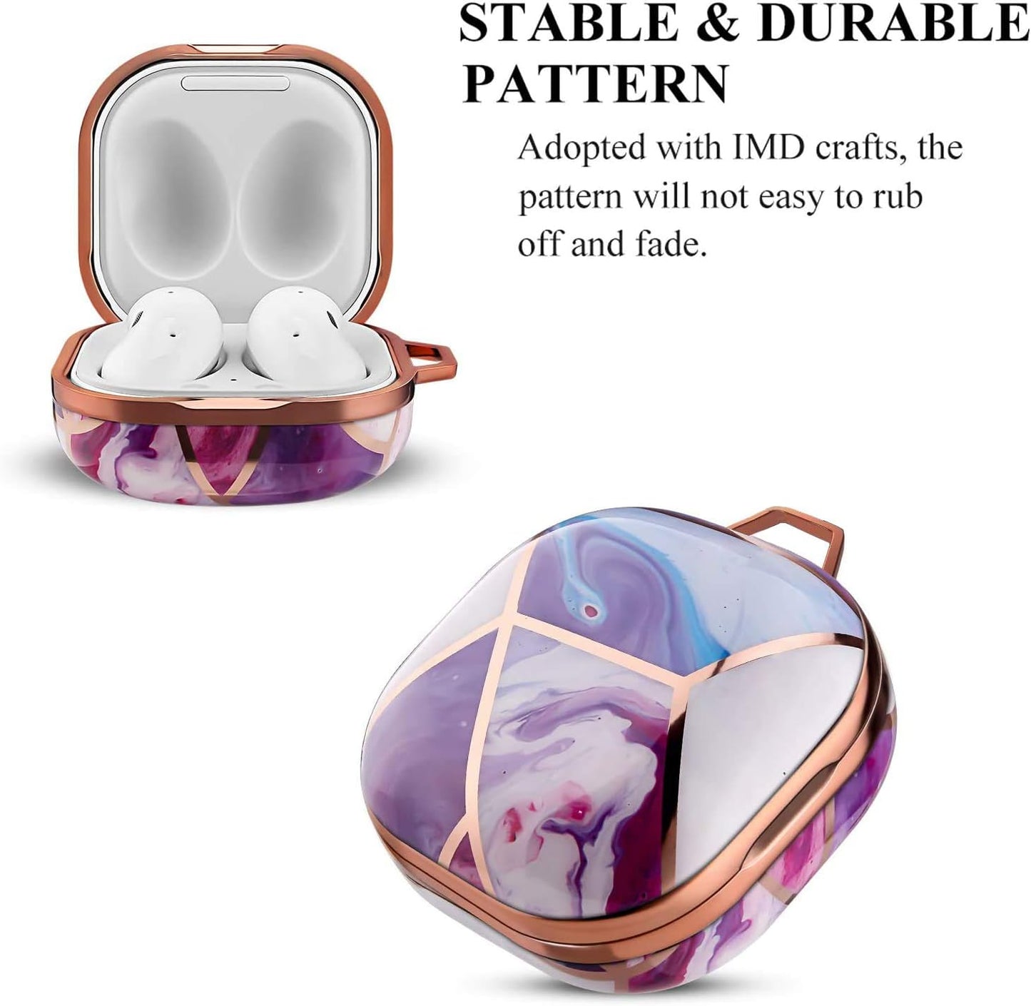 YOMPLOW Case Compatible with Samsung Galaxy Buds Live/Buds Pro - 2021 Hard Carrying Case Protective Wireless Charging Cover Skin with Keychain for Women&Girls (Purple Gold Marble)  Hansont Inc   
