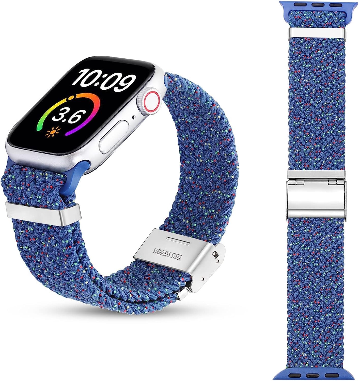 Silutupo Braided Watch Band Compatible with Apple Watch Bands for Women Men 45Mm 44Mm 42Mm 41Mm 40Mm 38Mm Elastic Stretchy Wristbands for Iwatch Series 8/7/6/5/4/3/2/1/SE  Silutupo Blue 38mm/40mm/41mm 