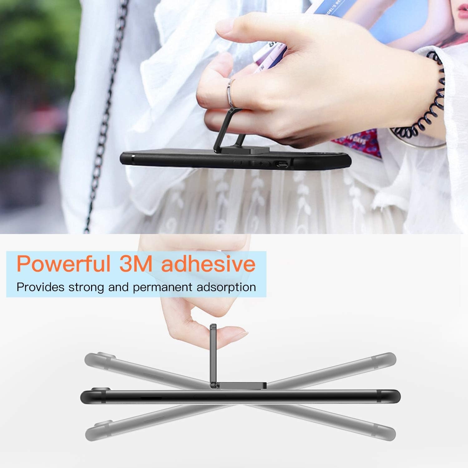 ICHECKEY Cell Phone Ring Holder Stand, 360° Rotation Universal Finger Ring Kickstand with Metal Phone Ring Grip for Magnetic Car Mount Compatible with All Smartphone, Ipad, Tablet, 2 Pack  ICHECKEY   