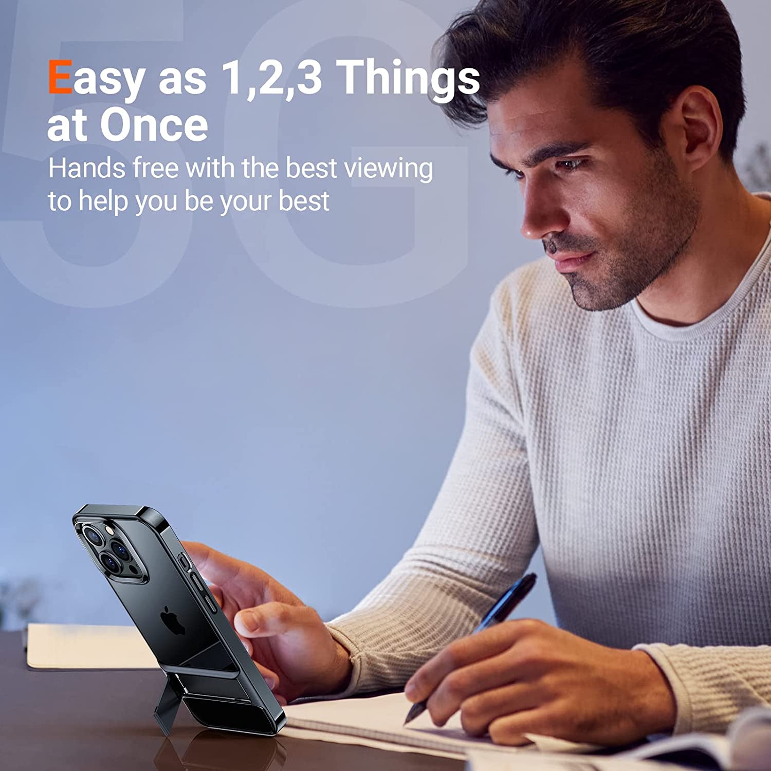 TORRAS Moonclimber for Iphone 13 Pro Max Case, [3 Stand Ways][Non-Yellowing & Military Grade Shockproof] Protective Slim Hard Clear Phone Case with Stand 6.7'' 2021, Black  TORRAS   