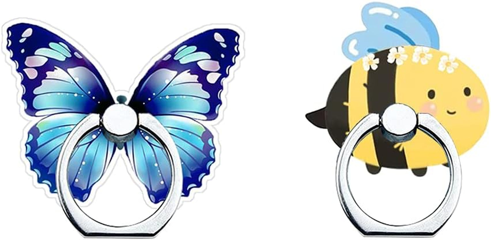 Phone Ring Holder Stand,Cute Animal Phone Ring Stand Holder 360 Rotation Kickstand Finger Ring Cute Turtle Grip Stand for Cellphones,Smartphones and Tablets  RRJQW 2 Pack Butterfly and Bee Phone Ring Stand  
