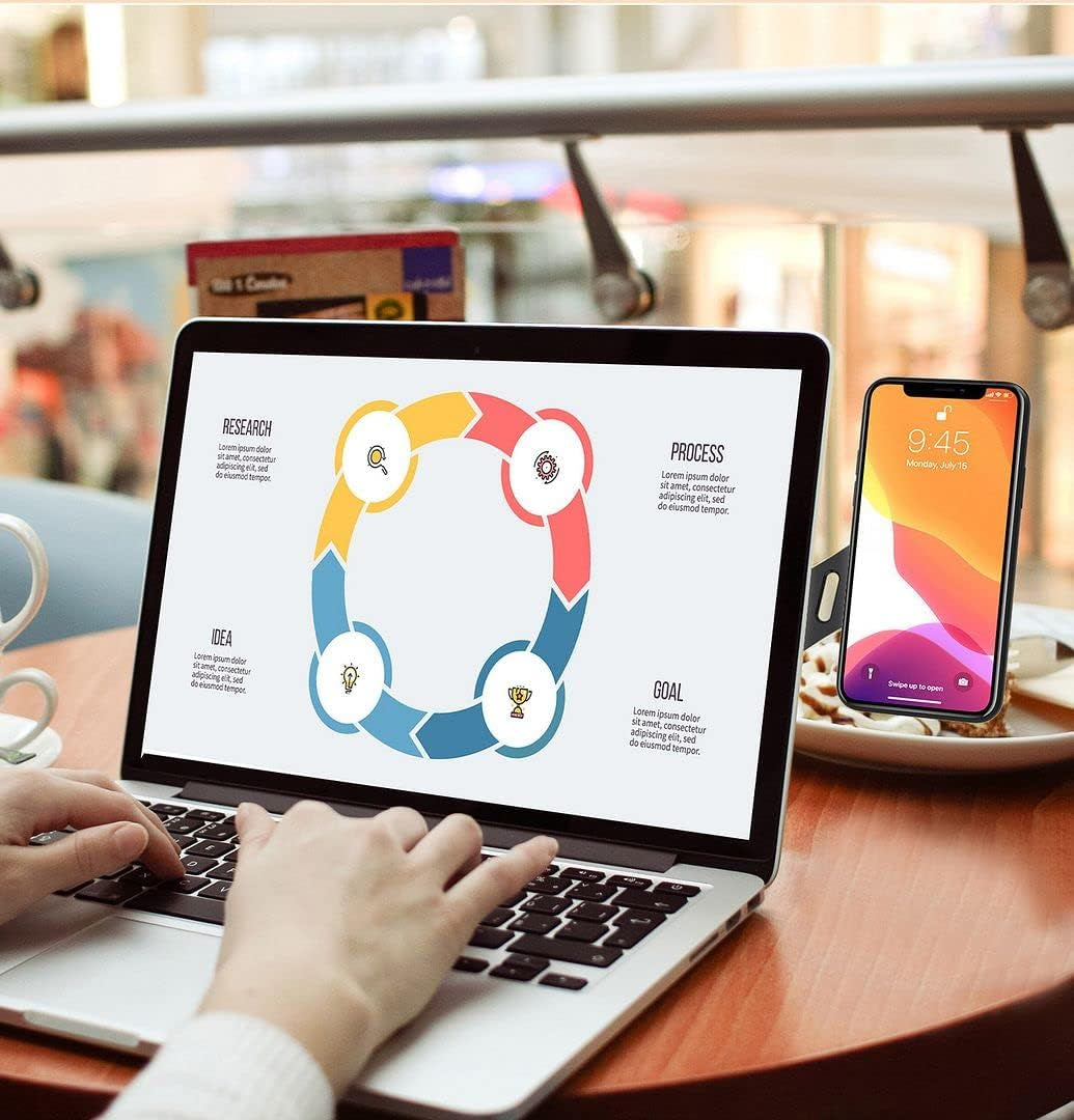 Chezmax Laptop Stand Magnetic Notebook Phone Holder, Adjustable Aluminum Compatible Ergonomic Foldable Computer Riser, Multi-Angle Tablets Tray for 10-15.6 Inch Ultrabook Black  ChezMax   