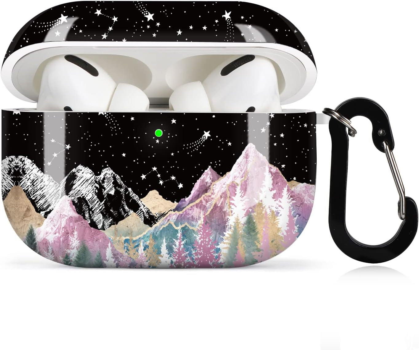 Lapac Airpods Pro Case Cheetah Leopard Airpod Pro Case Black Leopard Purple Cheetah Cute Airpod Pro Hard Case Cover with Keychain Accessories Protective for Wireless Airpods Pro Charging  Lapac Mountain  