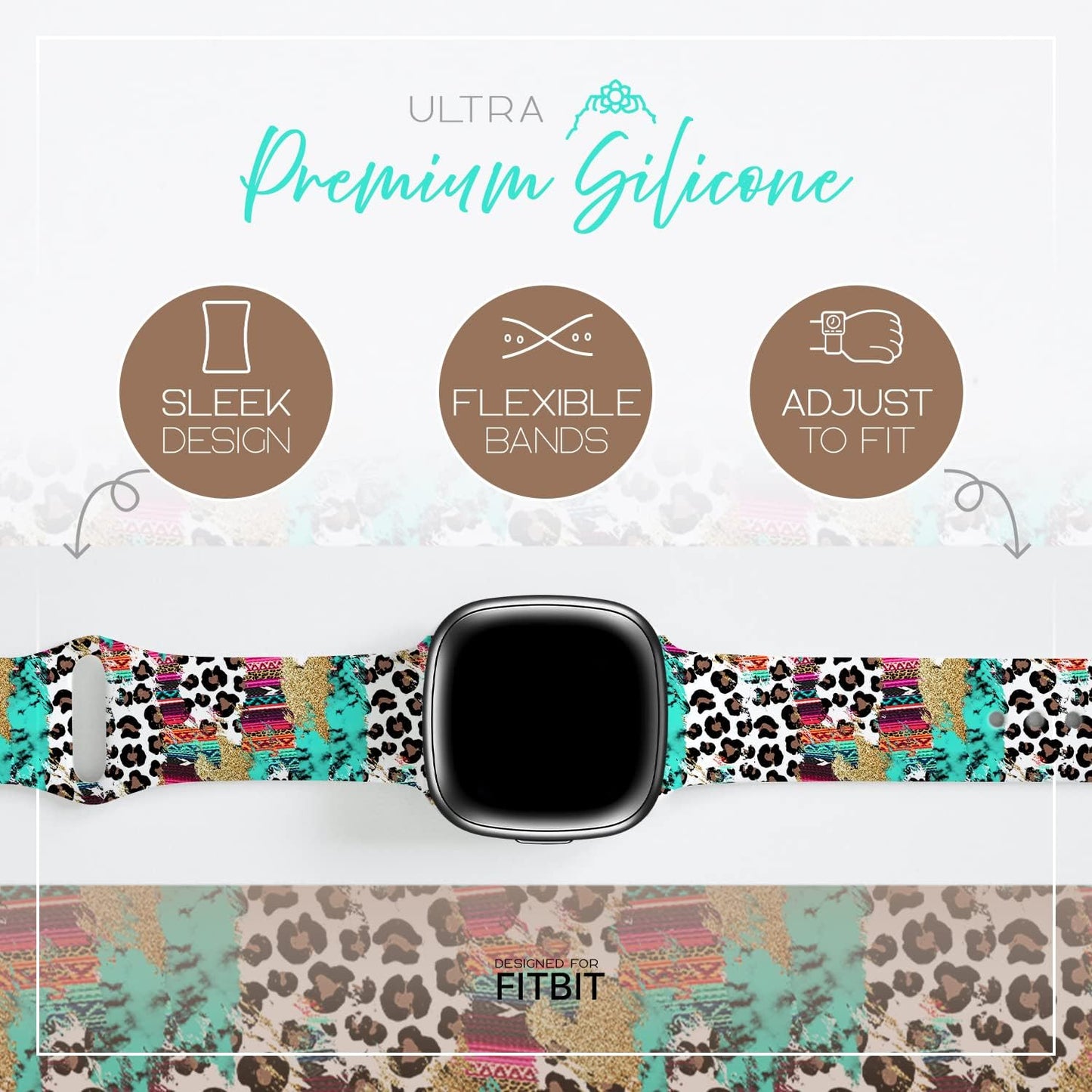 Lux Bands Printed Watch Band - Compatible Fitbit Watch Strap -Smart Watch Band with Stainless Steel Buckle - Compatible Watch Band with Silicone Strap - Adjustable Wristbands for Multi Usage  Lux Bands   