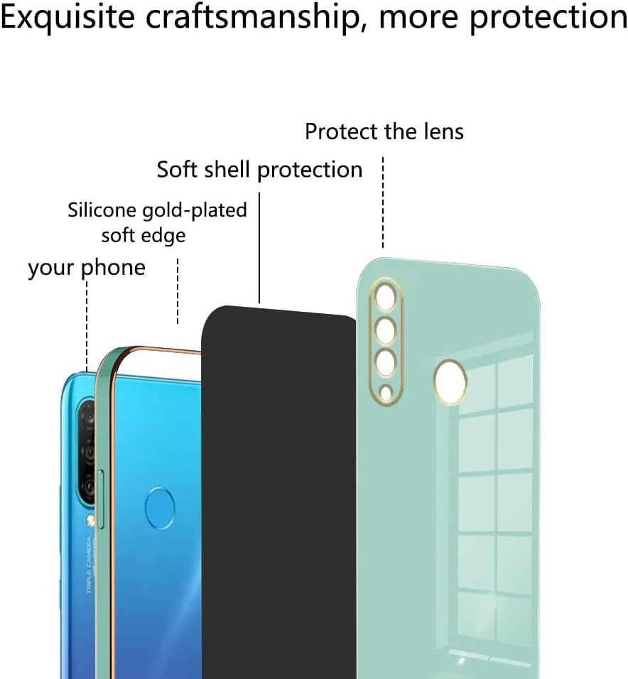 Wousunly Compatible with Huawei P30 Lite Case Silicone Pink, Plating Huawei P30 Lite Phone Case Shockproof Thin and Soft Cover (Green)  Wousunly   