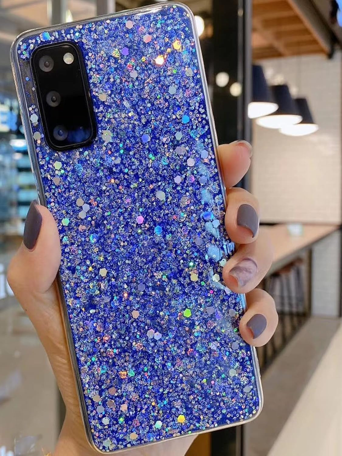 Winzizo Designed for Samsung Galaxy S21 Case, Glitter Sparkle Bling Women Girls Cases Cute Rubber Slim Phone Protective Cover for Galaxy S21 Case 5G 6.2 Inch (Green)  Winzizo Blue  