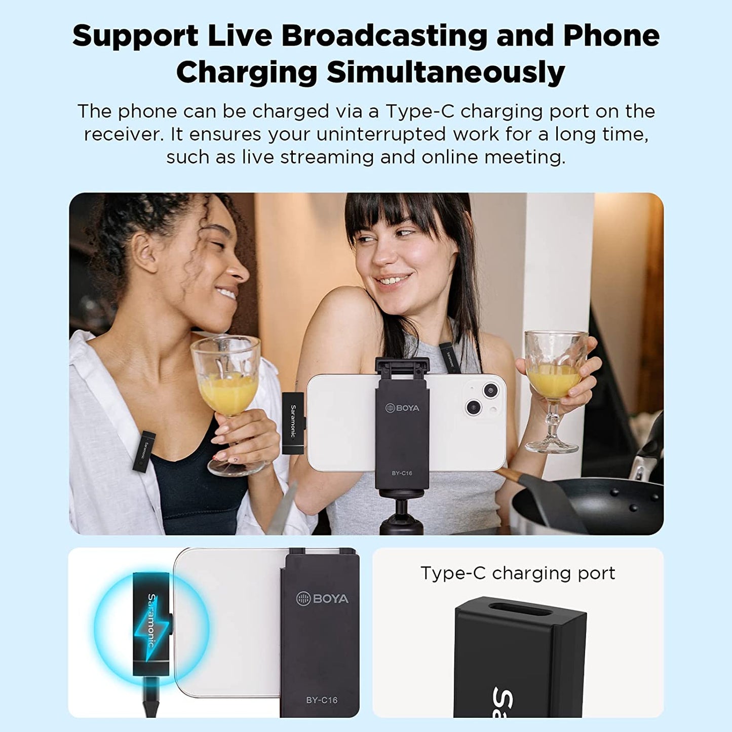 Saramonic Wireless Lavalier Microphone for Iphone Ipad 2.4Ghz Clip on Lapel Condenser Mic Plug and Play Mini for Interview Streaming Recording Video Podcast Vlog Youtube Sr-Blink Go-D2 (TX+TX+RX)  Saramonic   