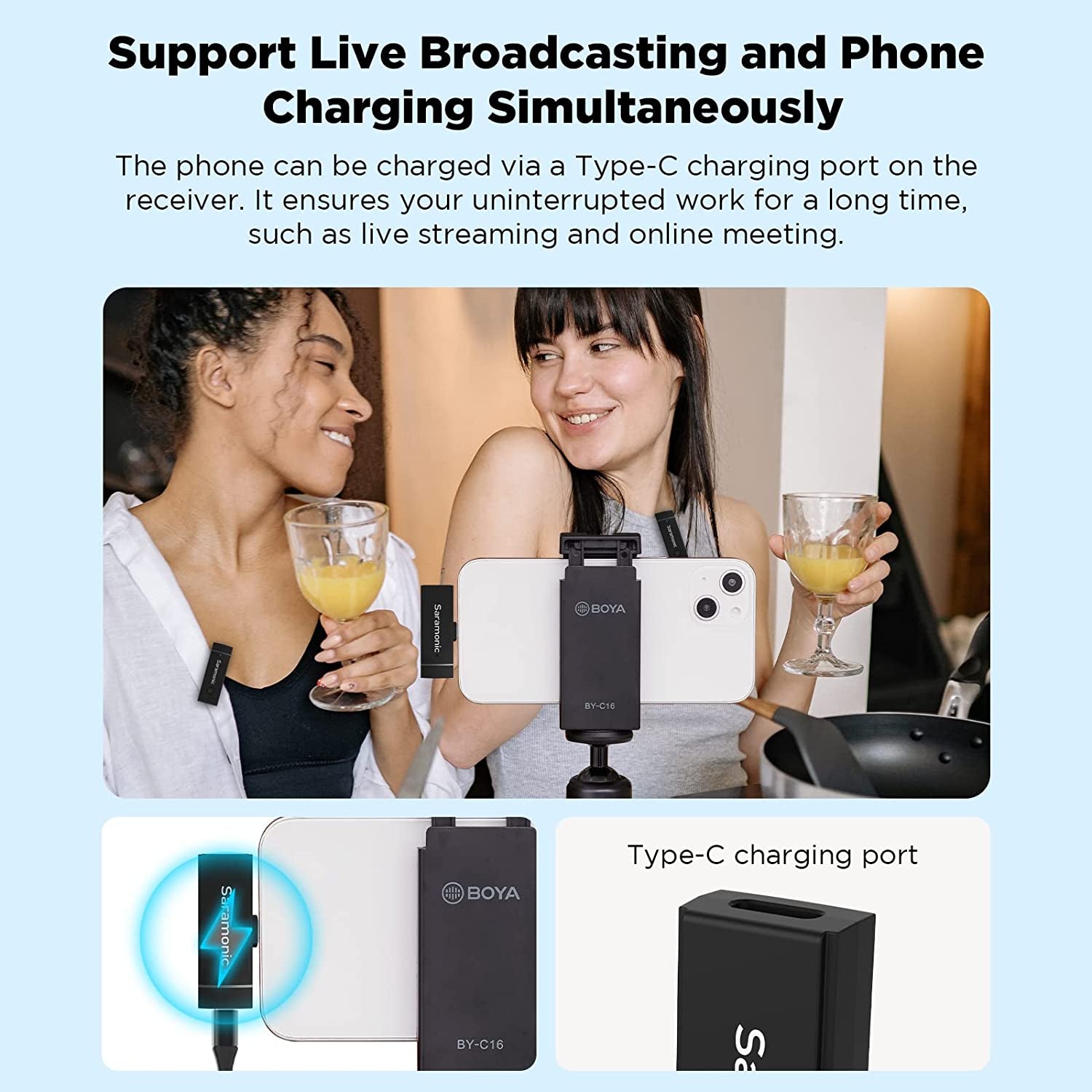 Saramonic Wireless Lavalier Microphone for Iphone Ipad 2.4Ghz Clip on Lapel Condenser Mic Plug and Play Mini for Interview Streaming Recording Video Podcast Vlog Youtube Sr-Blink Go-D2 (TX+TX+RX)  Saramonic   