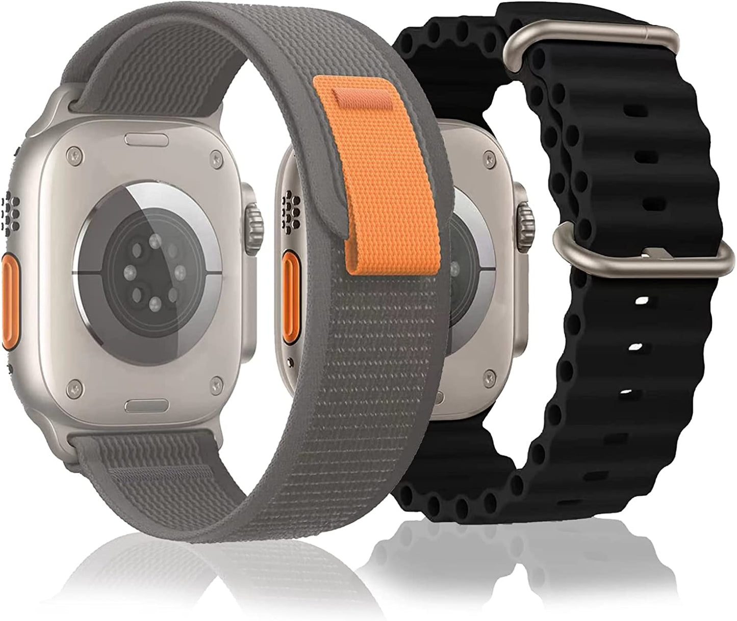 2 Pack Ultra Band Contains Ocean and Trail Loop Compatible with Apple Watch Band Ultra 49Mm 45Mm 44Mm 42Mm Men Women,Iwatch Ultra Band for Series 8 7 6 5 4 3 2 1 SE.  Rafada Black 49mm 45mm 44mm 42mm 
