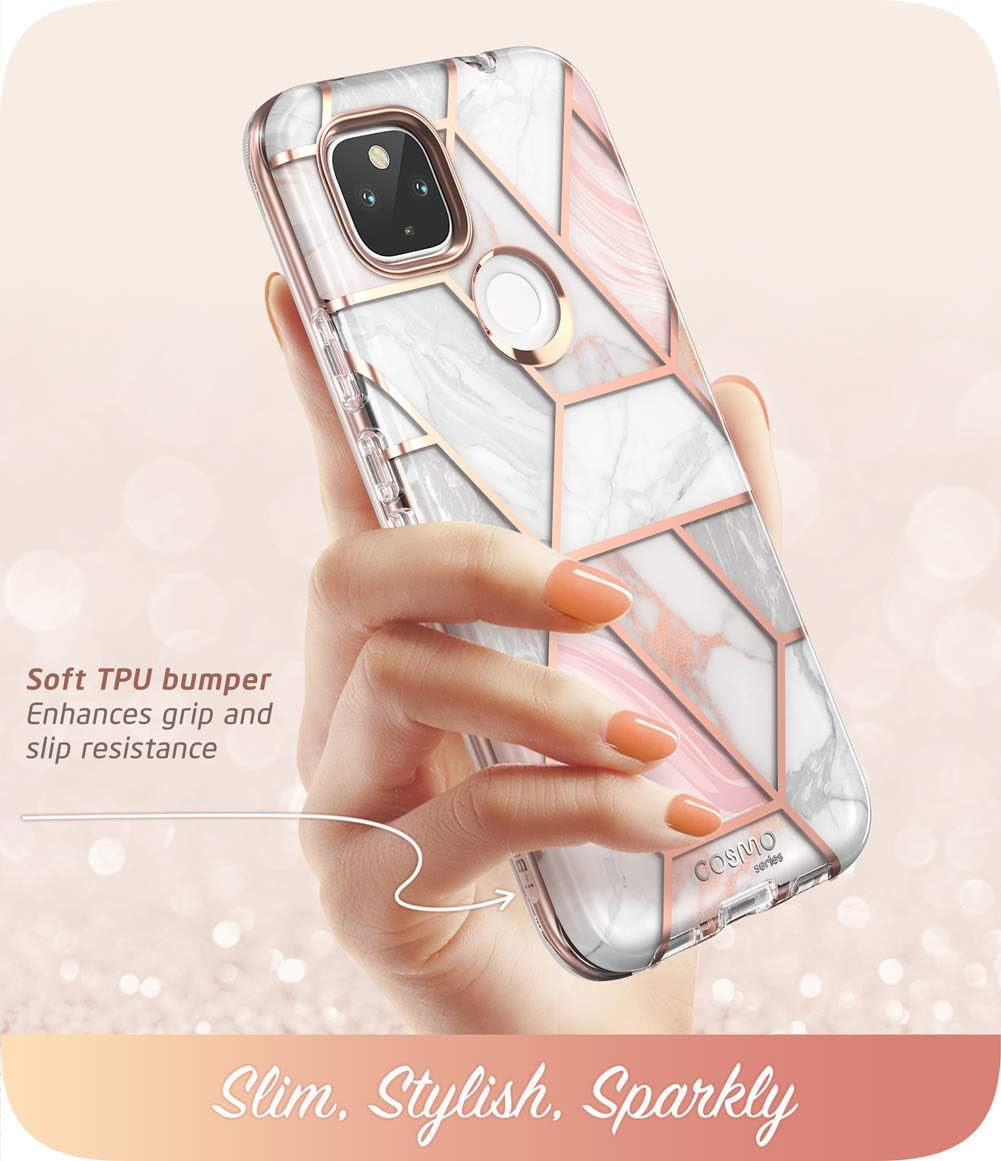 I-Blason Cosmo Series for Google Pixel 4A 5G Case 6.2 Inch (2020), Slim Full-Body Stylish Protective Case with Built-In Screen Protector (Marble)  i-Blason   
