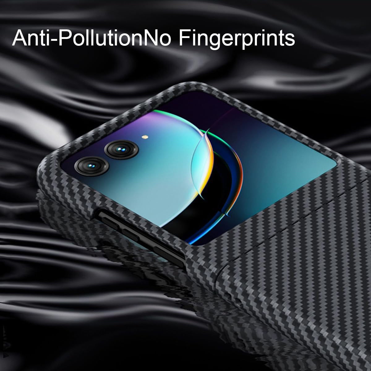 Haeuorey for Motorola Razr plus Case, 100% Aramid Fiber Slim Fit Motorola Razr+ Case, Full Cover Shockproof Slim Phone Protection Case Cover for Moto Razr+ plus 5G (2023) (Black)  Haeuorey   