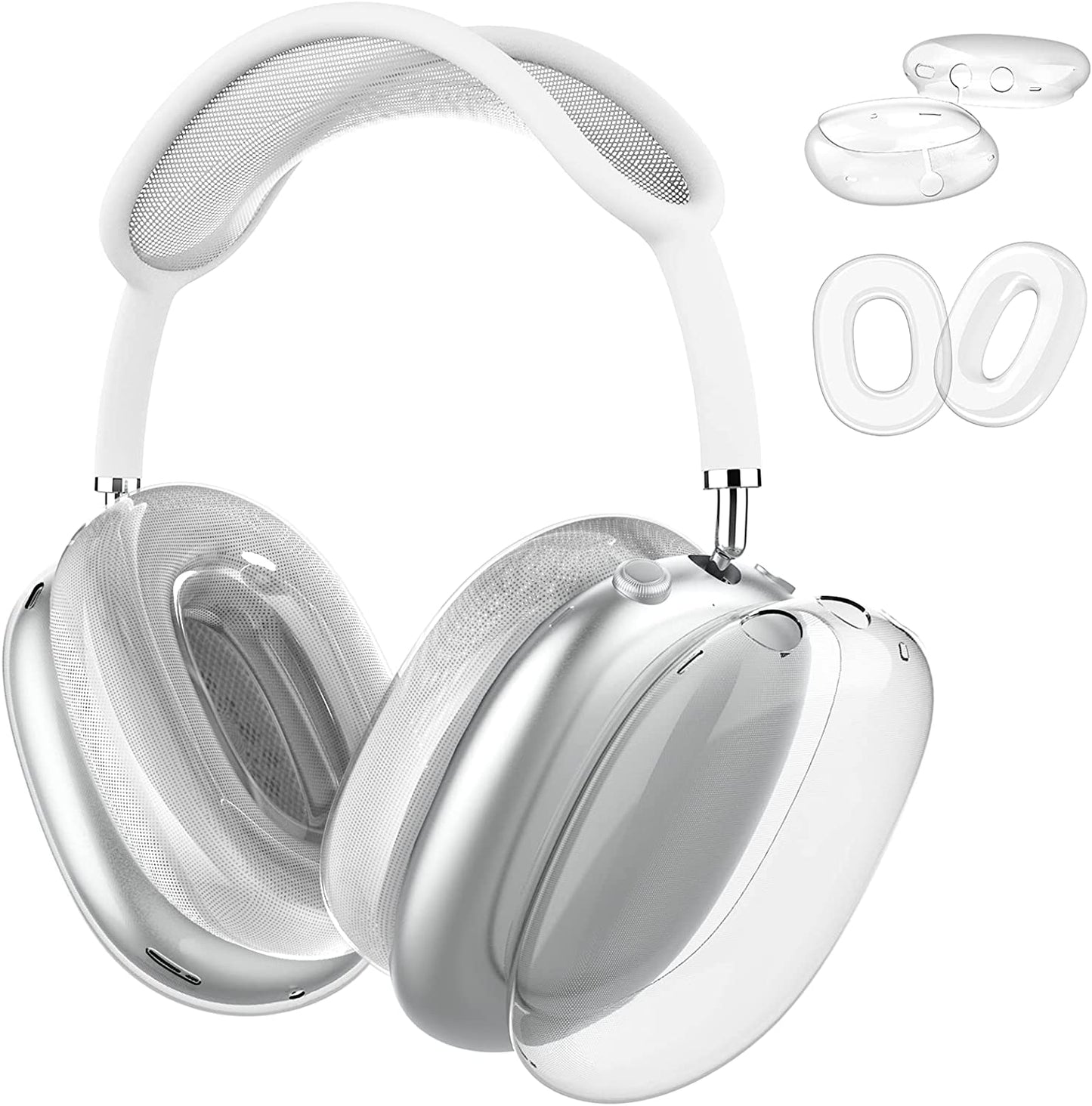 MOLOPPO for Airpods Max Case Cover, Clear Soft TPU Skin Anti-Scratch, Transparent Accessories Ultra Protective Cover for Apple Airpods Max(Clear)  MOLOPPO FA-Clear+Ear Clear  