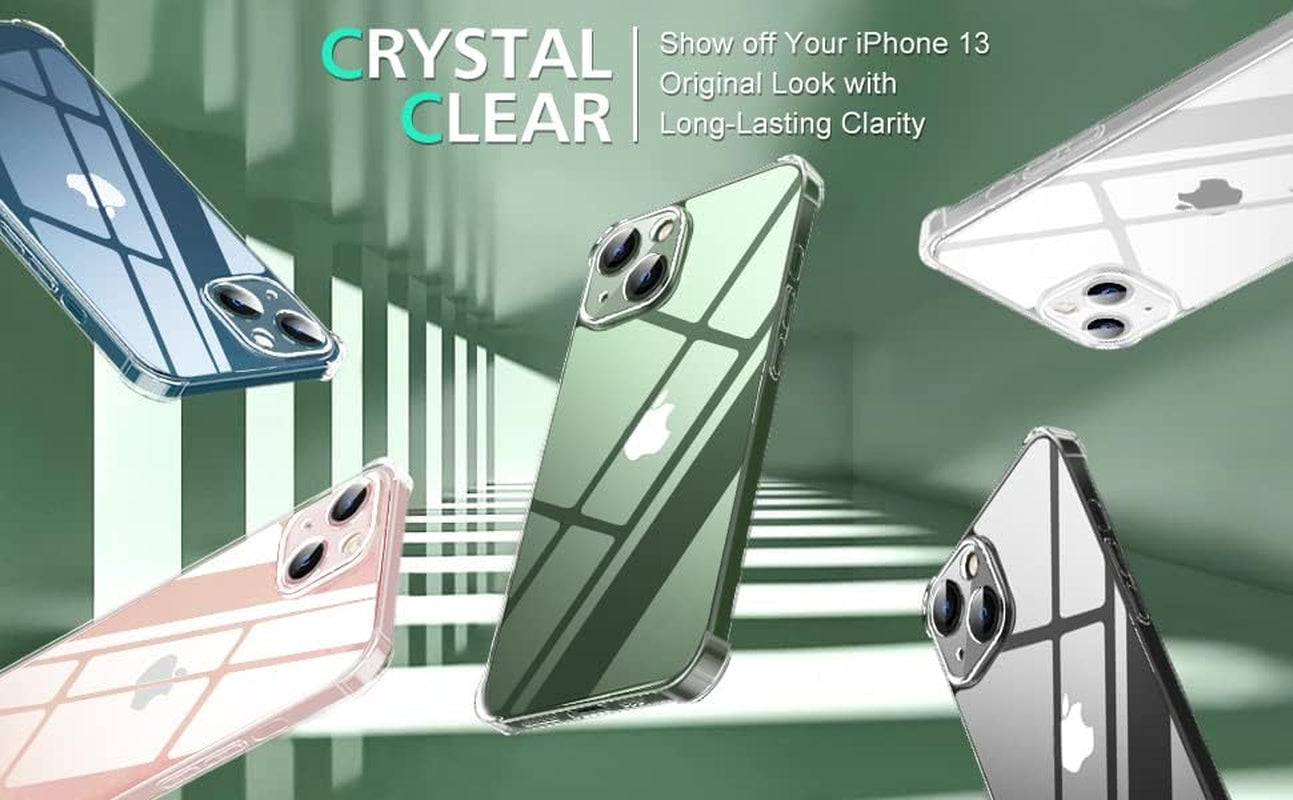 WISMURHI Crystal Clear Case for Iphone 13, [Never Yellow], [Airbag Protection], [Camera Protection], Silicone Phone Cover Case with Screen Protector, Slim Transparent Case Protective, 6.1''  WISMURHI   