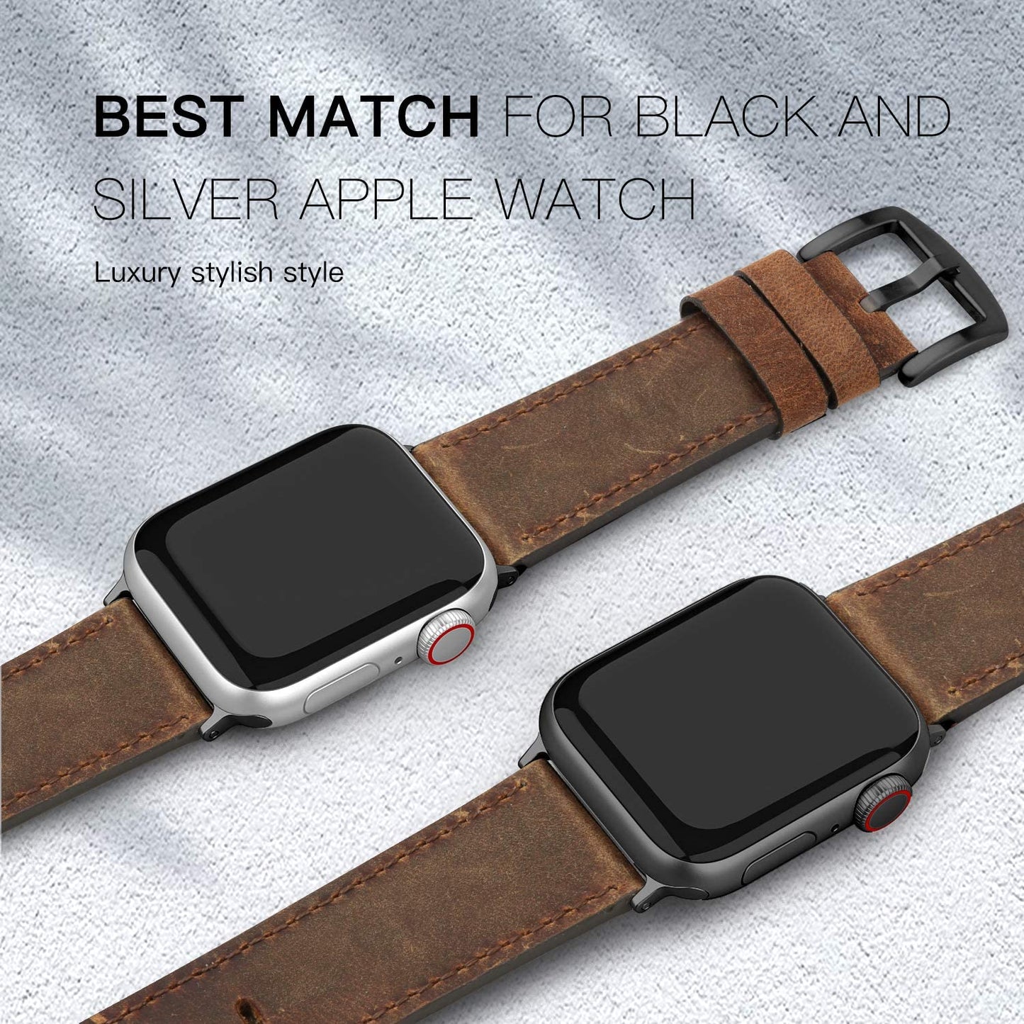 EDIMENS Leather Bands Compatible with Apple Watch 45Mm 42Mm 44Mm Band Men Women, Vintage Genuine Leather Wristband Replacement Band Compatible for Apple Watch Iwatch Series 8 7 6 5 4 3 2 1, SE Sports Retro Walnut  EDIMENS   