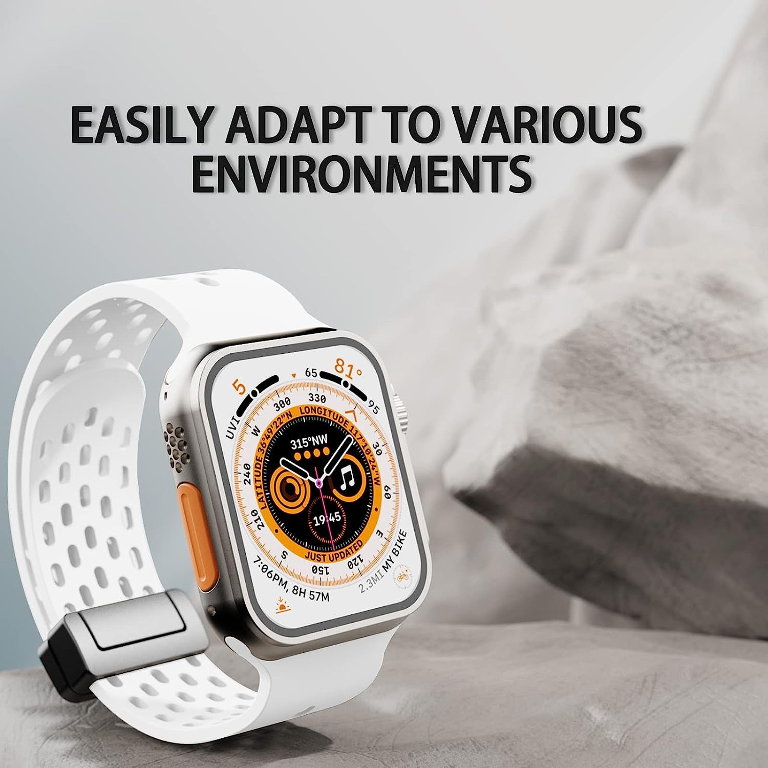 Magnetic Folding Buckle Sport Watch Band,Compatible with Apple Watch Band 38Mm 40Mm 41Mm 42Mm 44Mm 45Mm 49Mm,Soft Silicone Strap for Iwatch Ultra Series 8 7 6 5 4 3 2 1 SE, for Men Women  PZAZT   