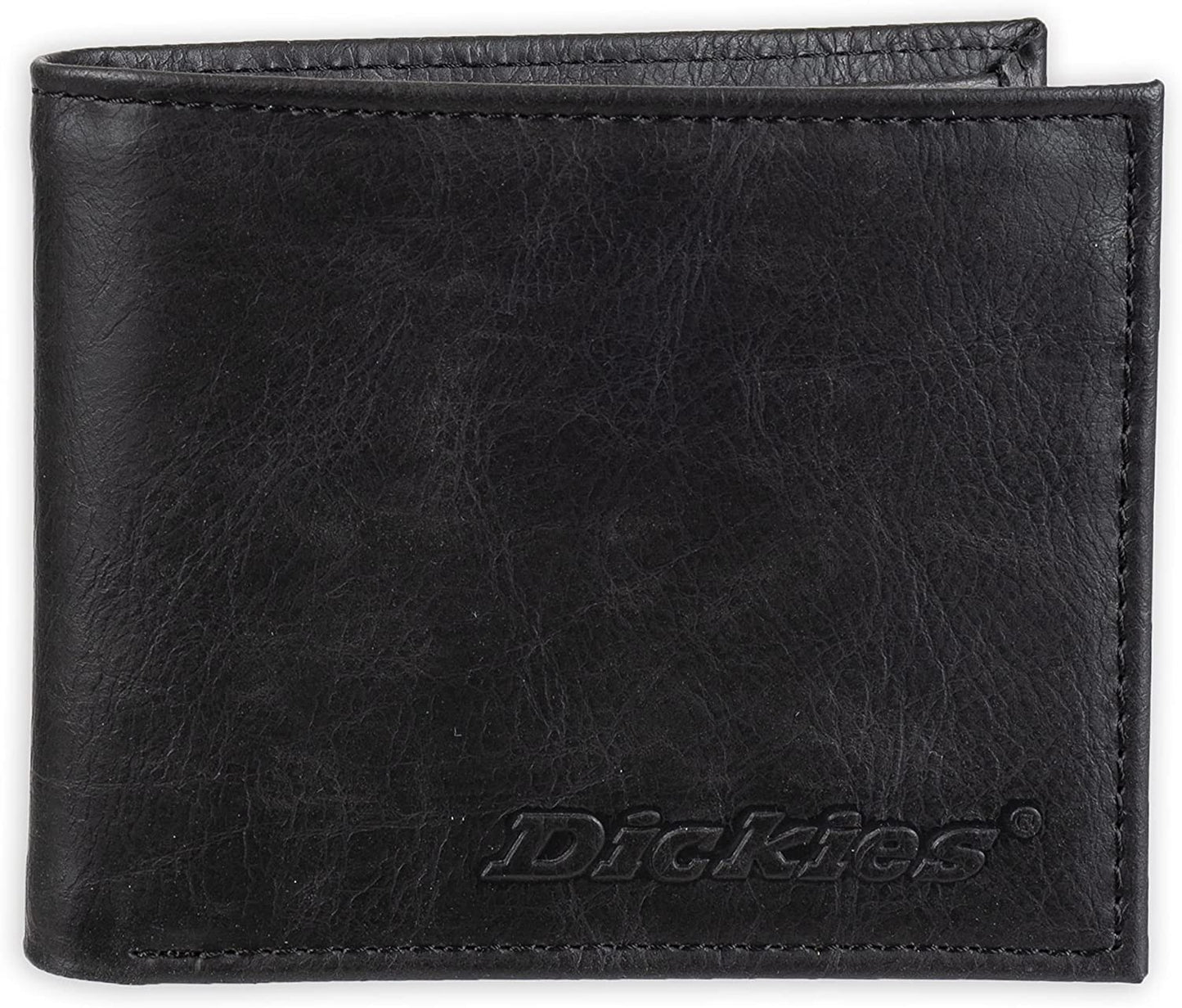 Dickies Men'S Leather Bifold Wallet  Dickies Black Logo One Size 