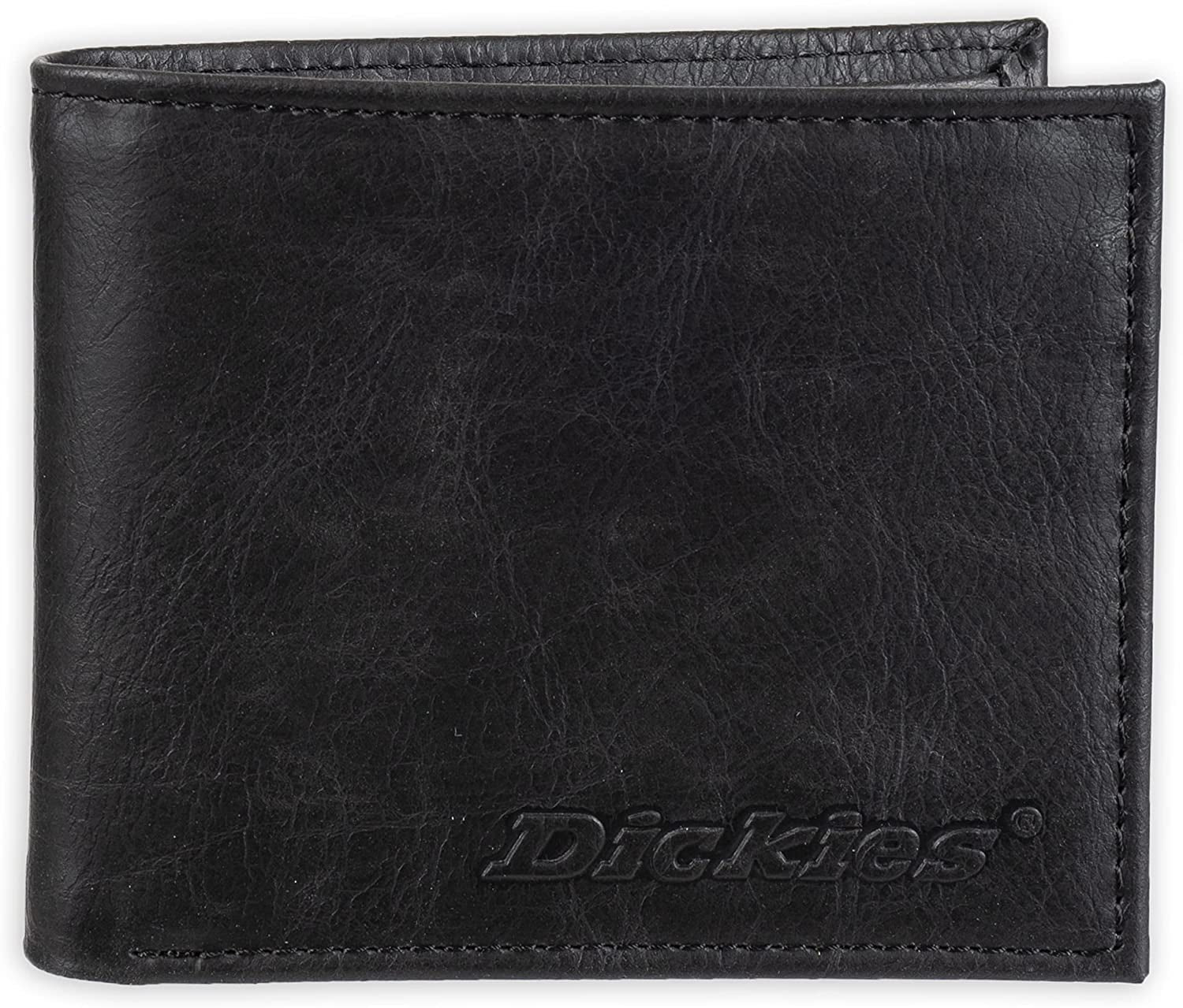 Dickies Men'S Leather Bifold Wallet  Dickies Black Logo One Size 