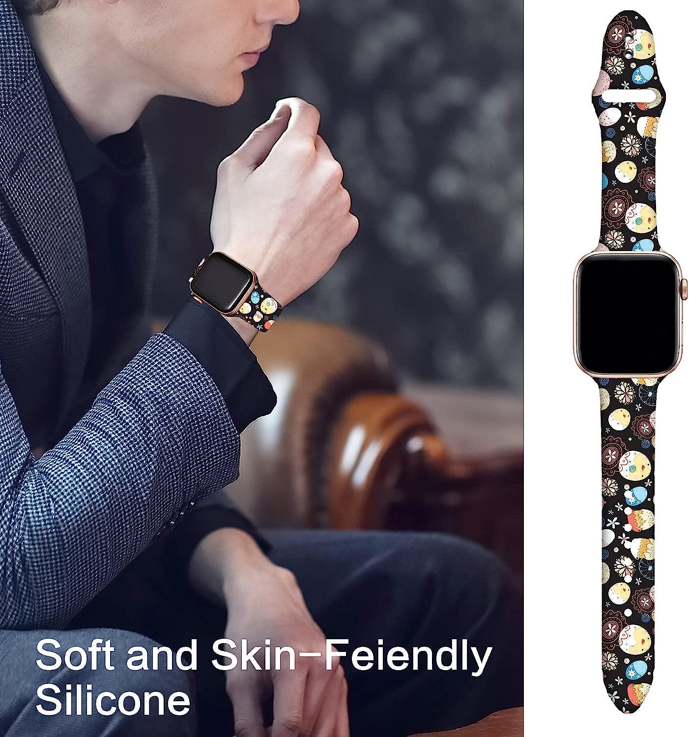 Watch Bands Compatible Apple Watch Band 38Mm 40Mm 41Mm 42Mm 44Mm 45Mm 49Mm 49Mm for Women Men, Adjustable Soft Silicone Replacement Smartwatch Wristband for Iwatch Series 8 8 7 6 5 4 3 2 1 SE SE  GEJPJGE   