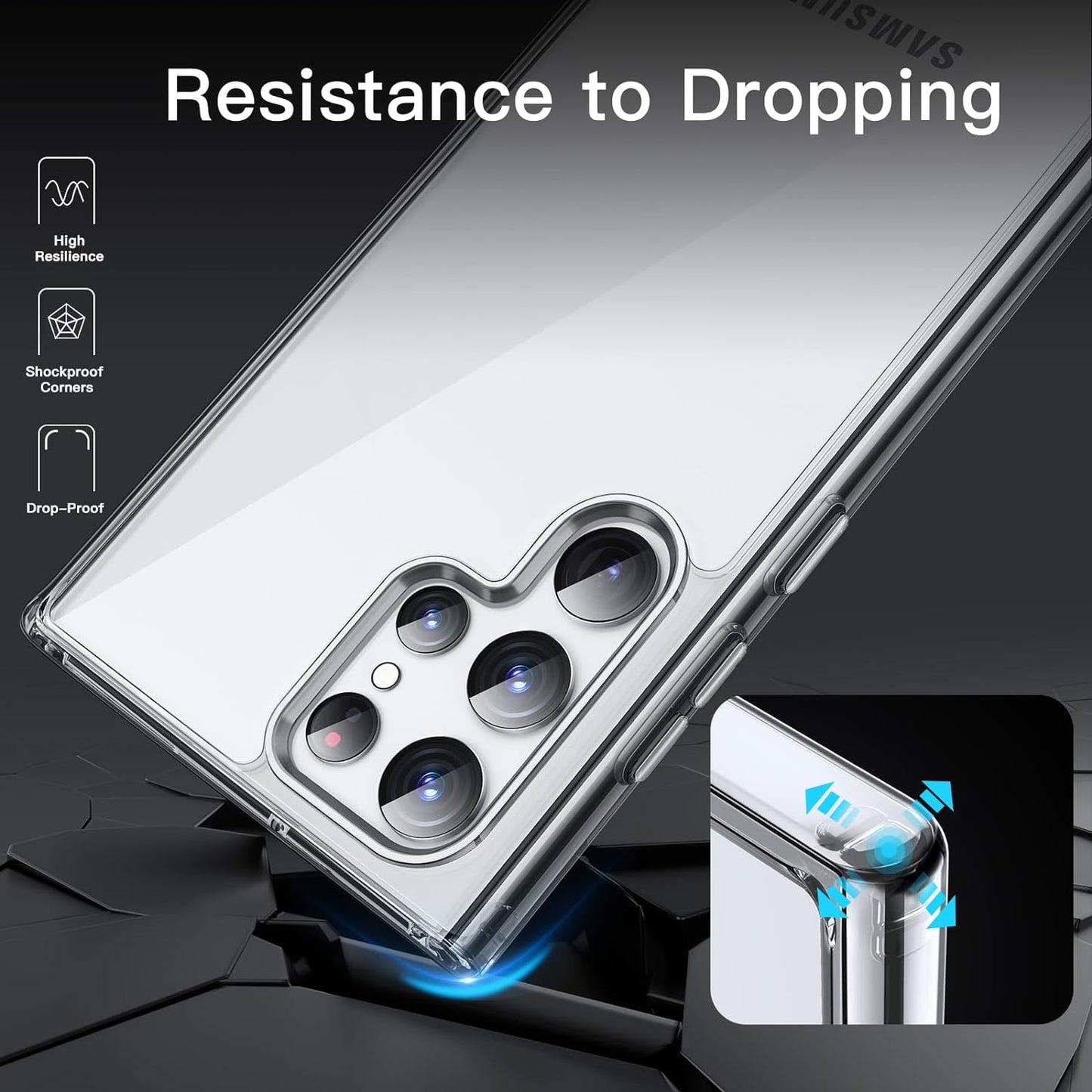 Jetech Case for Samsung Galaxy S22 Ultra 5G 6.8-Inch, Non-Yellowing Shockproof Bumper Protective Phone Cover, Anti-Scratch Hard PC Back (Clear)  JETech   