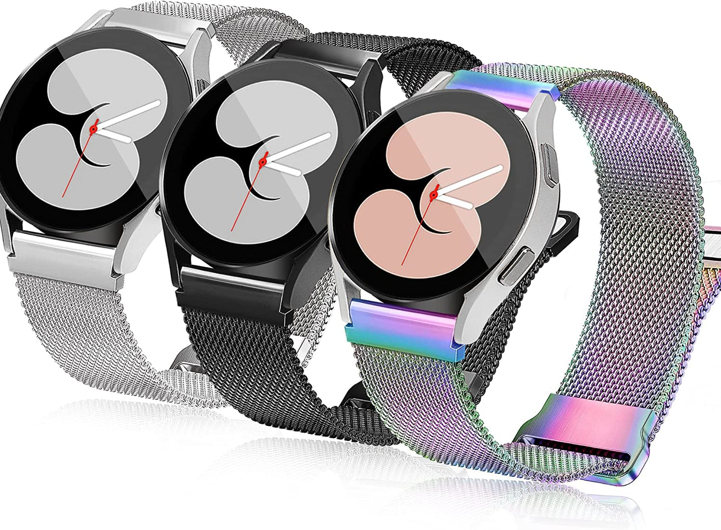 3 Packs Upgrade Double Magnetic Galaxy Watch 5/4 Band, Mesh Loop 20Mm Breathable & Comfortable Band, Compatible with Samsung Watch 5 Band/Galaxy Watch 4 Band/Watch 5 Pro Band/Active 2/ Watch 3 41Mm  YGTIECS   