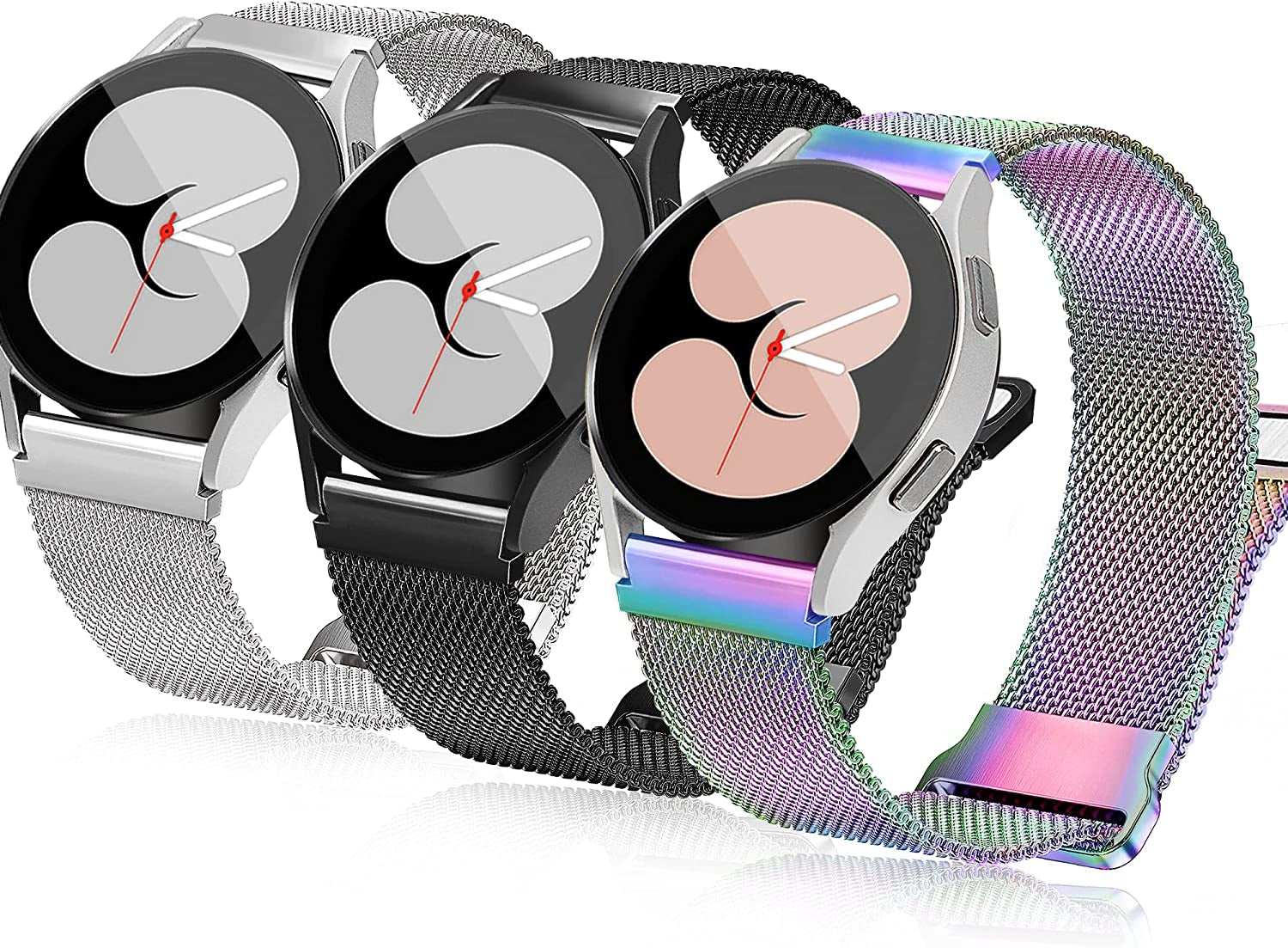 3 Packs Upgrade Double Magnetic Galaxy Watch 5/4 Band, Mesh Loop 20Mm Breathable & Comfortable Band, Compatible with Samsung Watch 5 Band/Galaxy Watch 4 Band/Watch 5 Pro Band/Active 2/ Watch 3 41Mm  YGTIECS   