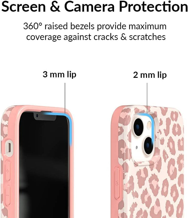 Velvet Caviar Designed for Iphone 14 Case Leopard Cheetah Print [10Ft Drop Tested] Compatible with Magsafe - Protective Microfiber Lining (Blush Pink)  Velvet Caviar   