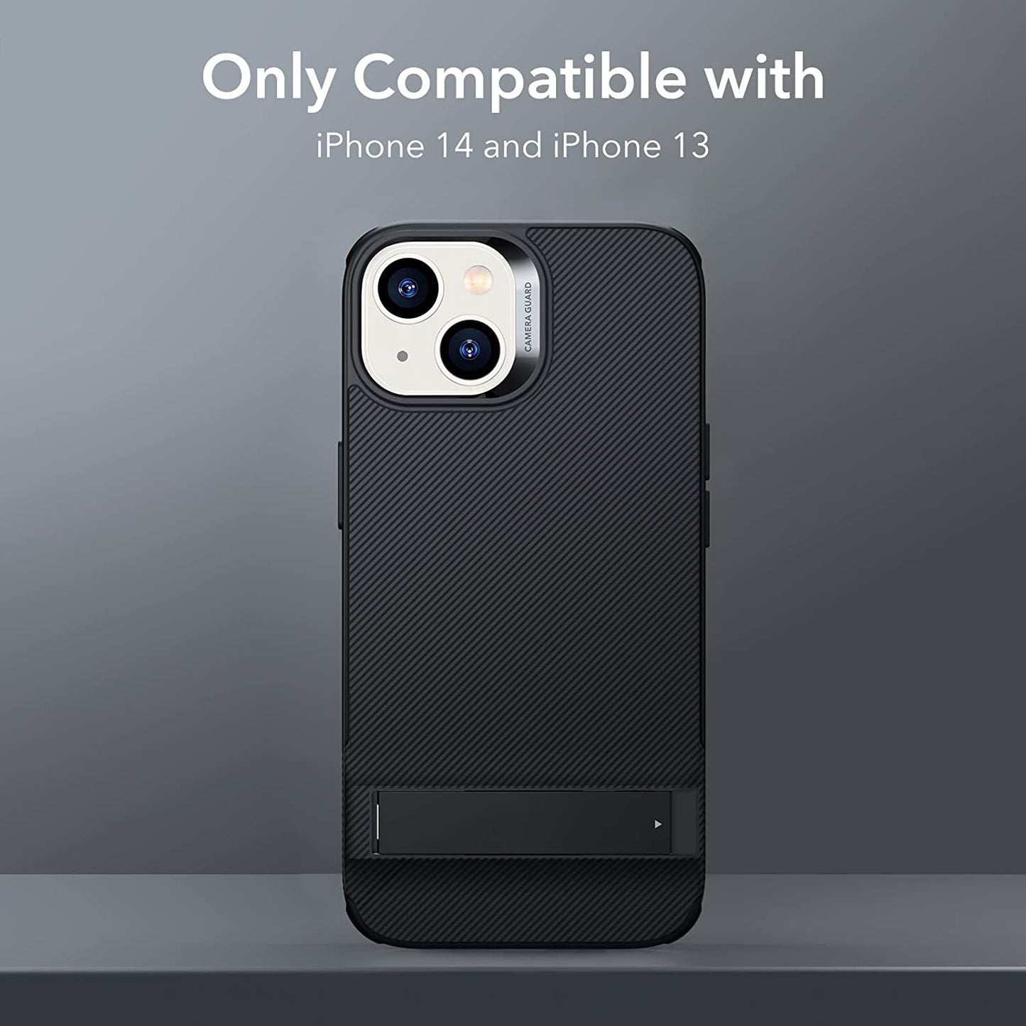 ESR for Iphone 14 Case/Iphone 13 Case, 3 Stand Modes, Military-Grade Drop Protection, Supports Wireless Charging, Slim Back Cover with Stand, Phone Case for Iphone 14/13, Metal Kickstand Case, Black  Electronic Silk Road Corp   