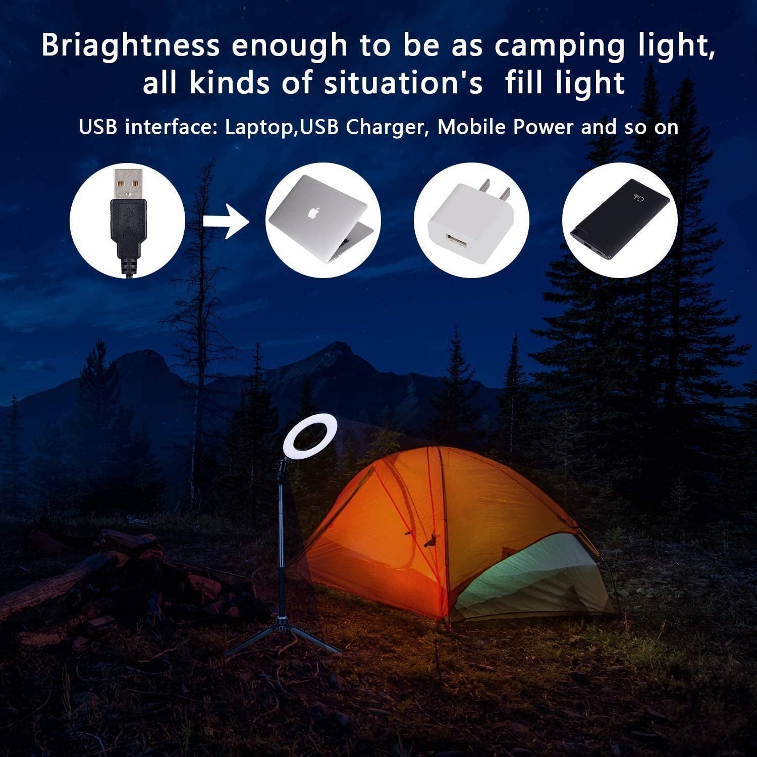 6" Selfie Ring Light with Tripod Stand & Cell Phone Holder for Live Stream Makeup,Mini Led Camera Ring Light Table Lamp Fill Light for Youtube Video Photography Shooting Vlog USB Plug  HOMREALM   