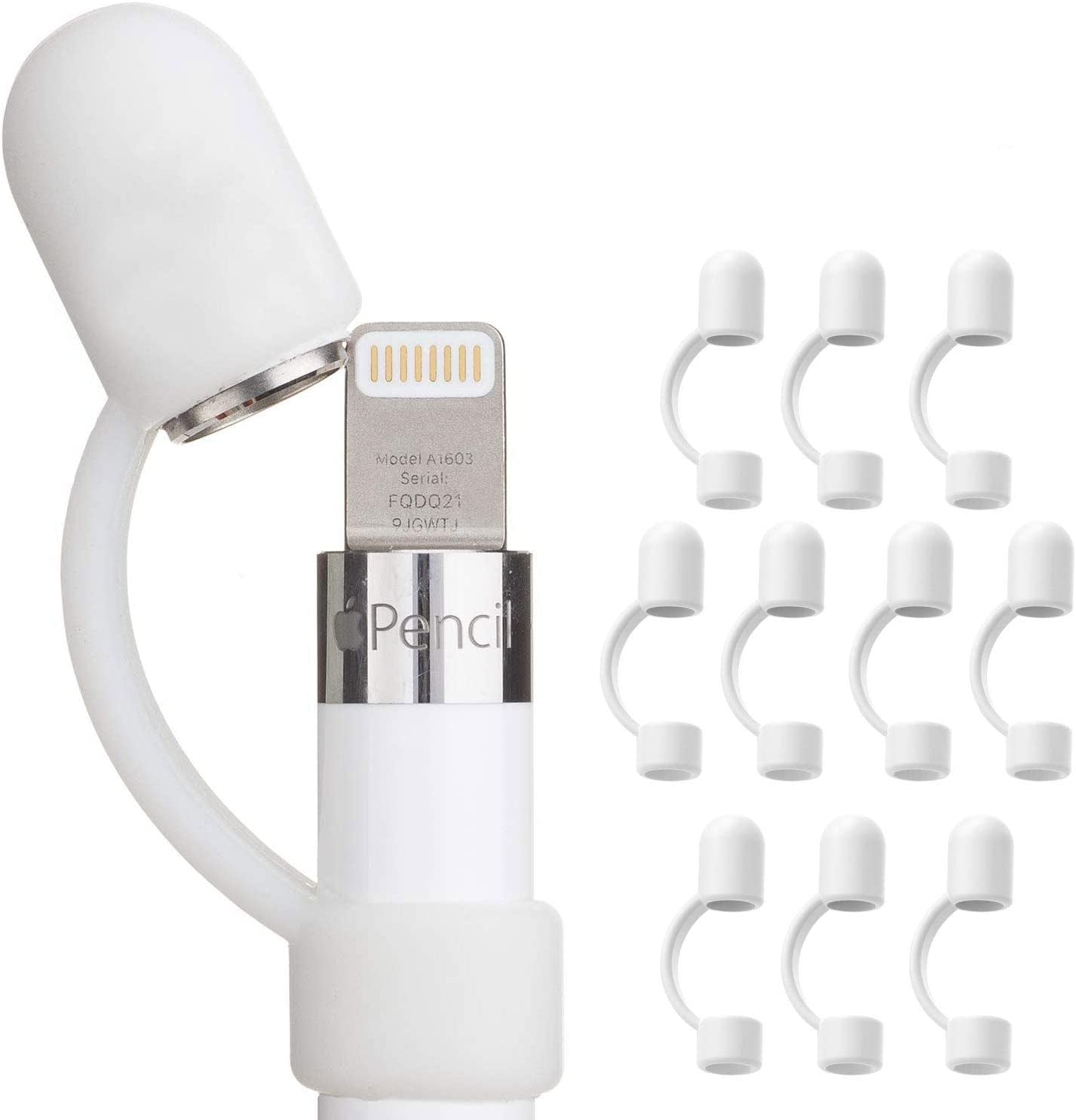 Pencilcozy for Apple Pencil Accessories | Cap Replacement and Holder, Protective Cover & Tether Prevents Damage, Works with Apple Ipad Pro Apple Pencil Gen 1 (Cap Included) (White)  Cozy Industries 10 Pack - White (No Cap Included)  