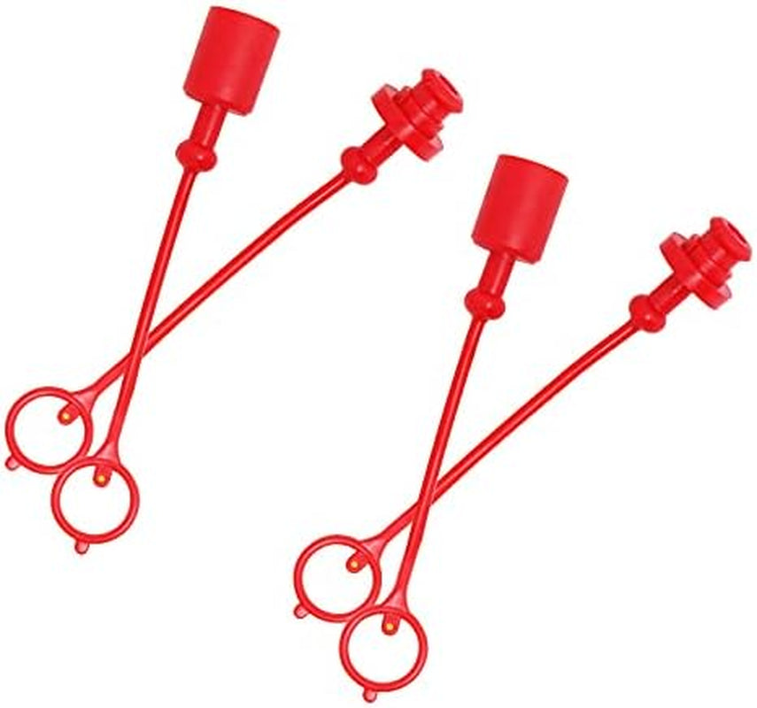 2Sets 1/2" Hydraulic Coupler Dust Cap, Male Dust Cap and Female Plug Cover for Flat Face Quick Coupler Bobcat Skid Steer, ISO a Pioneer Style Red Cap with Retention Ring  Yowming 3/4"  