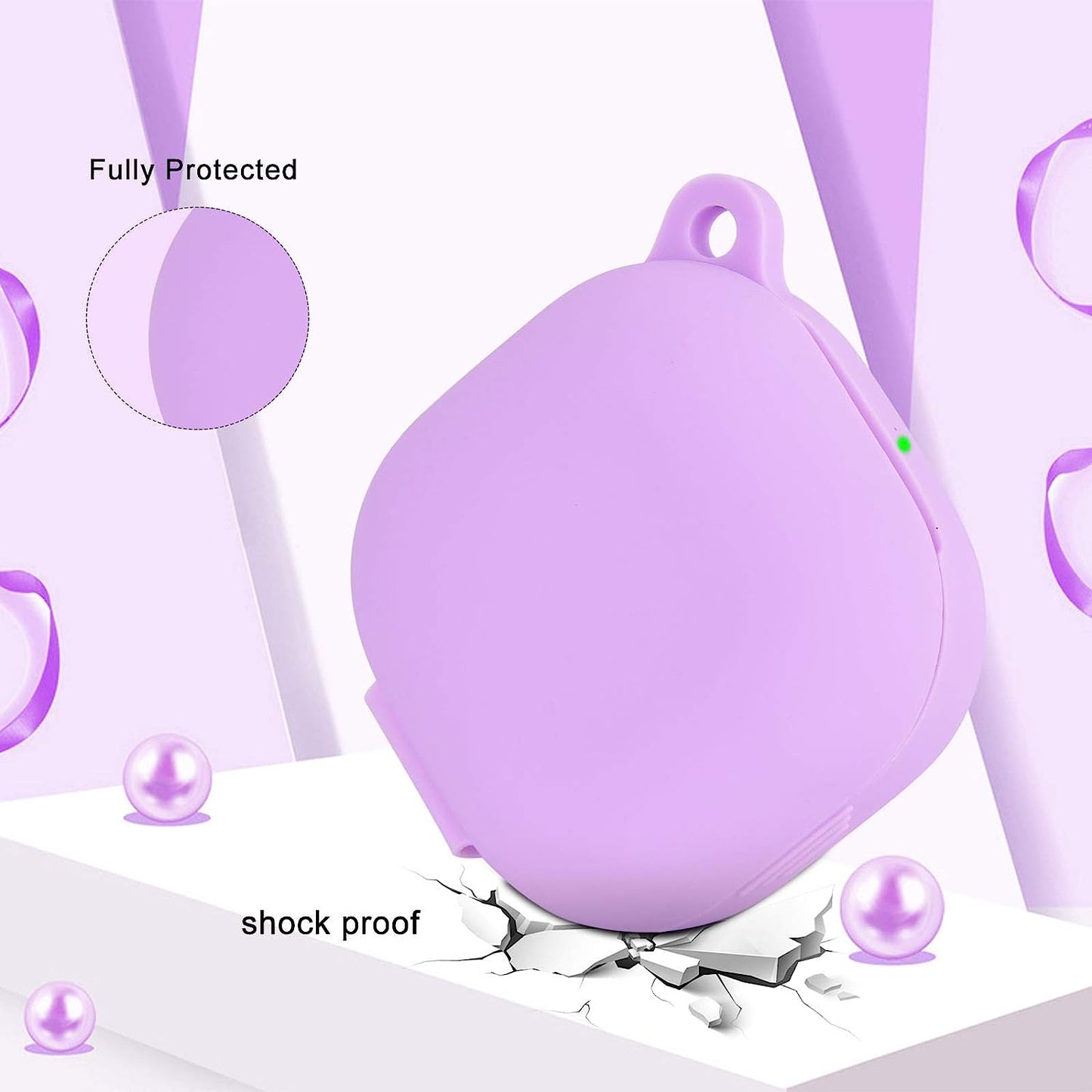 OLEBAND Galaxy Buds 2 Pro 2022/Galaxy Buds 2/Pro Case 2021/Galaxy Buds Live 2020 Case Cover,Soft Silicone Protective Cover with Cute Keychain Accesories,For Women and Girls,Purple  OLEB   