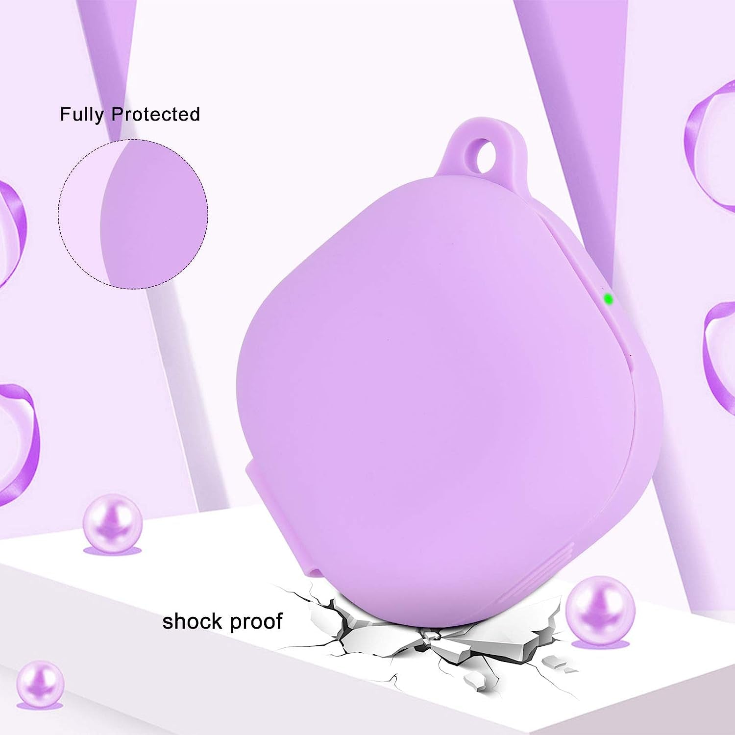 OLEBAND Galaxy Buds 2 Pro 2022/Galaxy Buds 2/Pro Case 2021/Galaxy Buds Live 2020 Case Cover,Soft Silicone Protective Cover with Cute Keychain Accesories,For Women and Girls,Purple  OLEB   