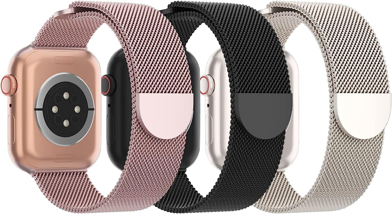 STEEZRD 3 Pack Mesh Metal Bands Compatible with Apple Watch Band 38Mm 40Mm 41Mm 42Mm 44Mm 45Mm 49Mm, Stainless Steel Magnetic Loop Strap Wristband for Iwatch Ultra Series 8/SE/7/6/5/4/3/2/1 Men Women  STEEZRD   