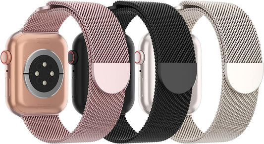 STEEZRD 3 Pack Mesh Metal Bands Compatible with Apple Watch Band 38Mm 40Mm 41Mm 42Mm 44Mm 45Mm 49Mm, Stainless Steel Magnetic Loop Strap Wristband for Iwatch Ultra Series 8/SE/7/6/5/4/3/2/1 Men Women  STEEZRD   