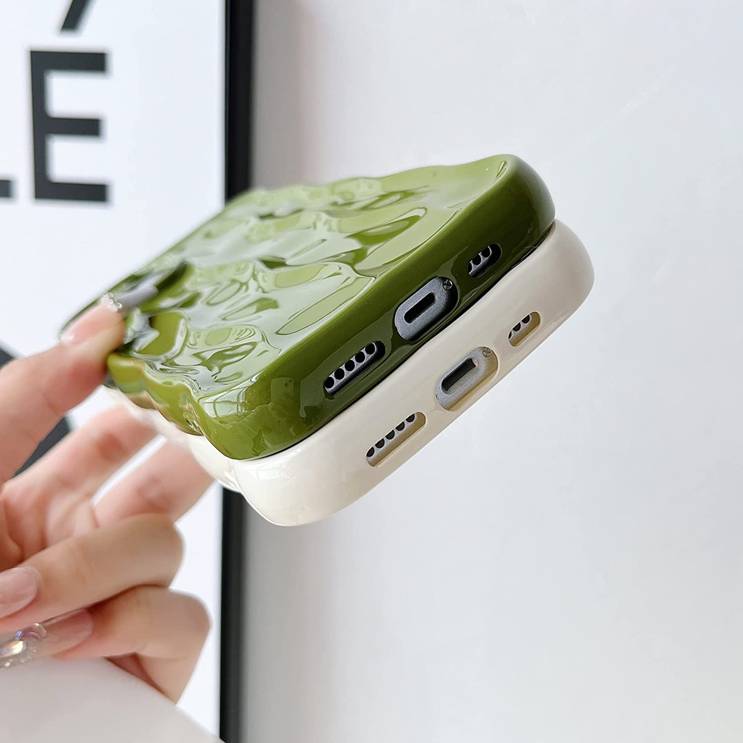 Caseative Water Ripple Pattern Curly Wave Frame Soft Compatible with Iphone Case (Green,Iphone 14 Pro)  Caseative   