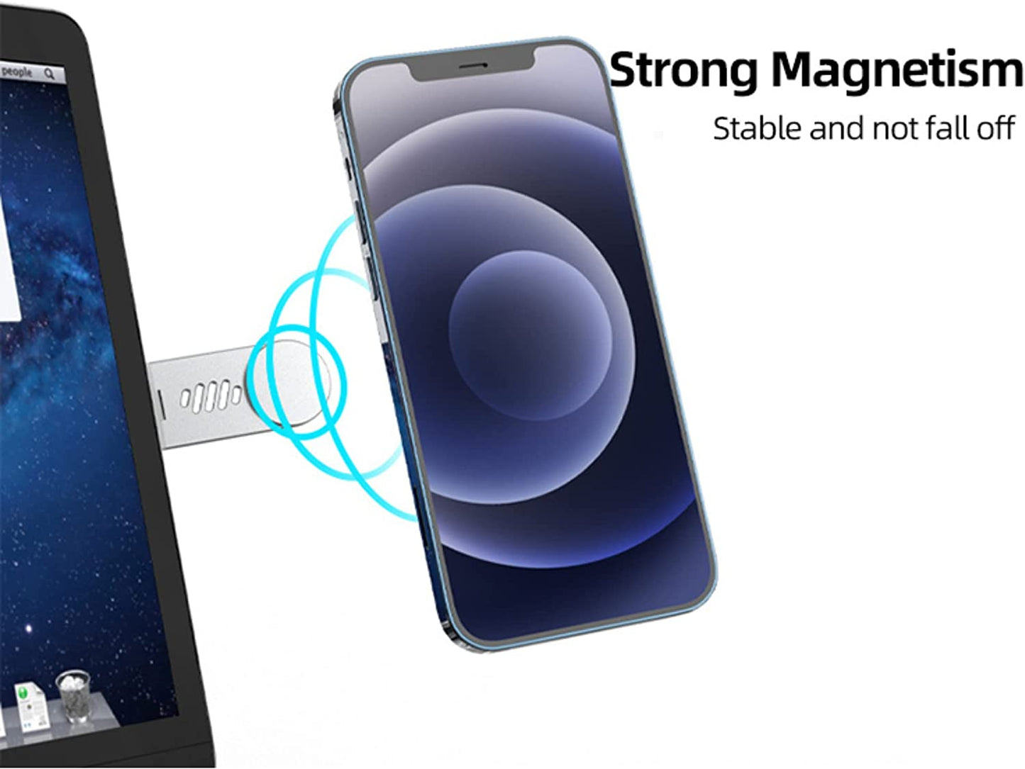 Jumping Frog Laptop Phone Holder, Adjustable Monitor Phone Mount, Iphone Monitor Mount Expansion Bracket, Slim Foldable Laptop Phone Mount for Iphone 14/13 Series / 12 Pro Max/ 12 Pro/ 12 Mini Silver  Jumping frog   