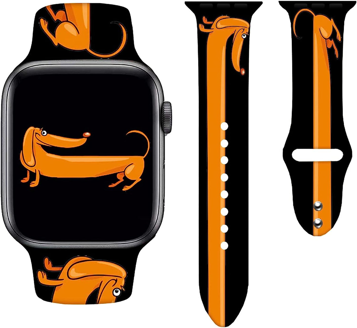Watch Bands Compatible Apple Watch for Women Men, Adjustable Smart Watch Band Soft Silicone Wristbands Replacment Strap for Watch Series 7 6 5 4 3 2 1  KASDBY Cute Funny Dachshund Dog 42mm/44mm/45mm 