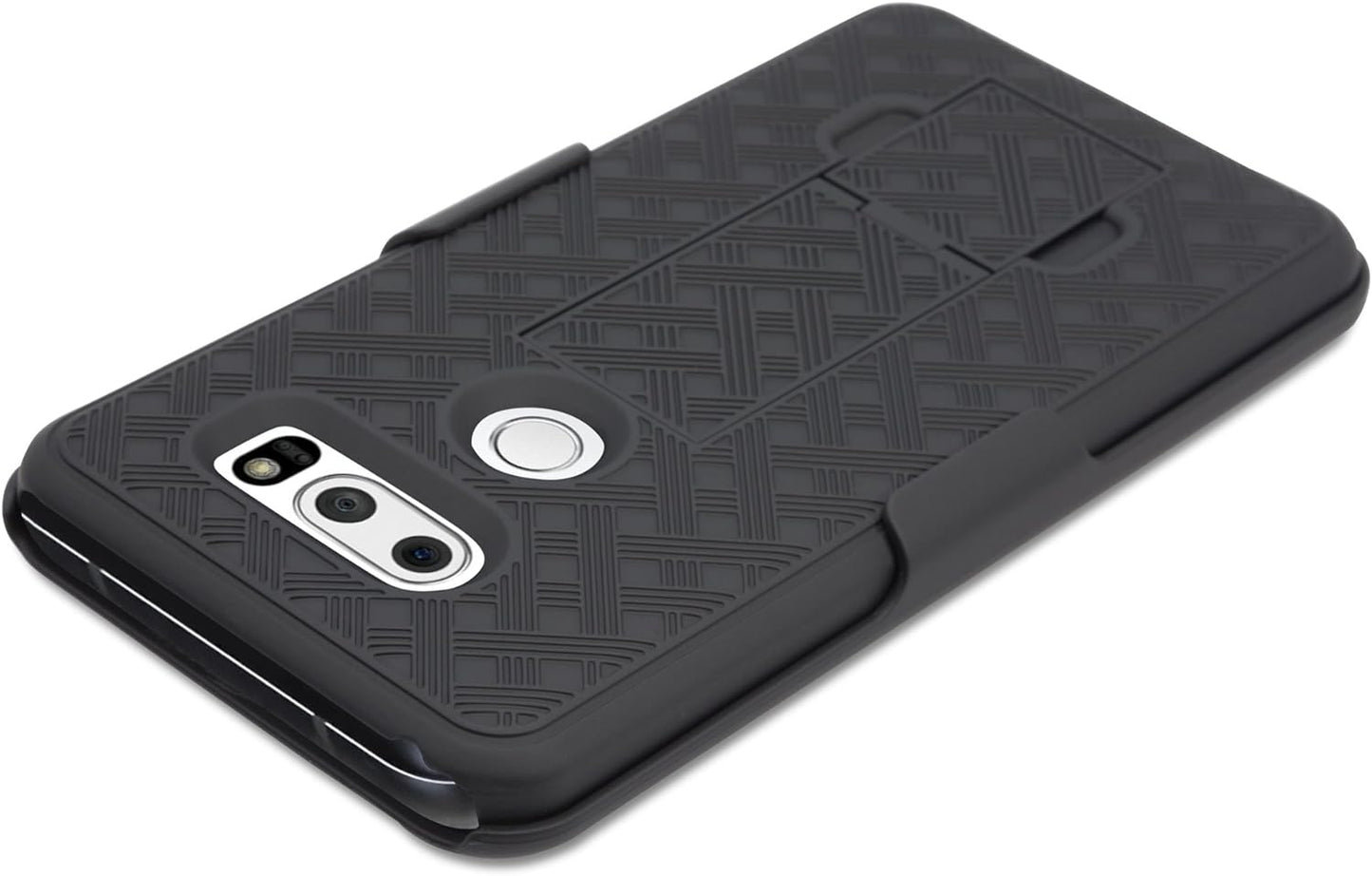 Boxwave Holster Compatible with LG V30 - Dual+ Holster Case, Shell Cover and Belt Clip Holster with Kickstand for LG V30 - Jet Black  BoxWave Corporation   