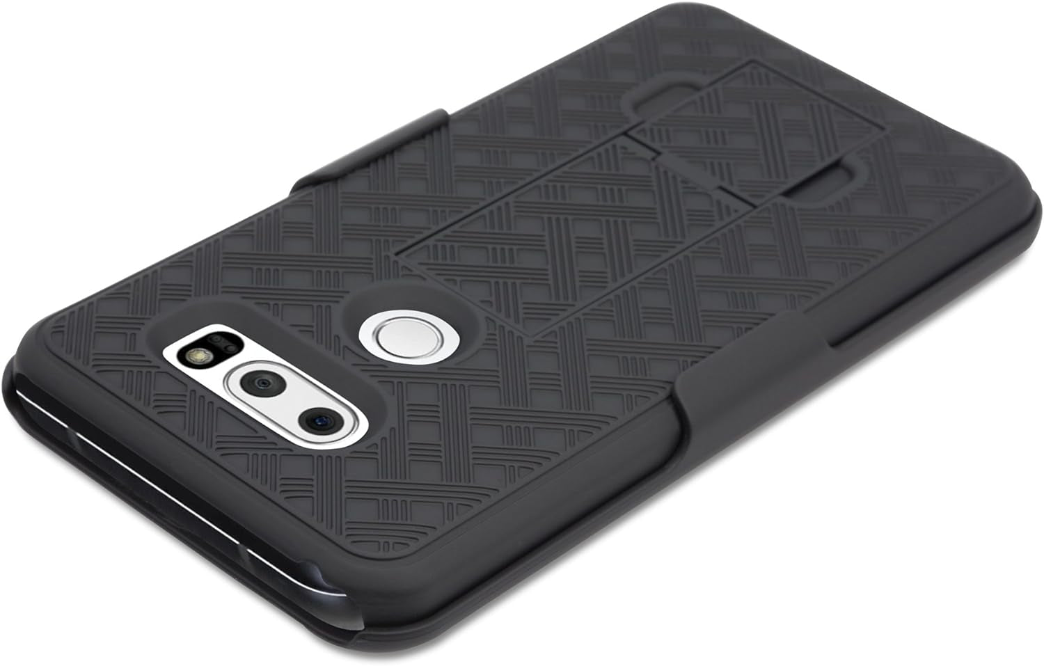 Boxwave Holster Compatible with LG V30 - Dual+ Holster Case, Shell Cover and Belt Clip Holster with Kickstand for LG V30 - Jet Black  BoxWave Corporation   