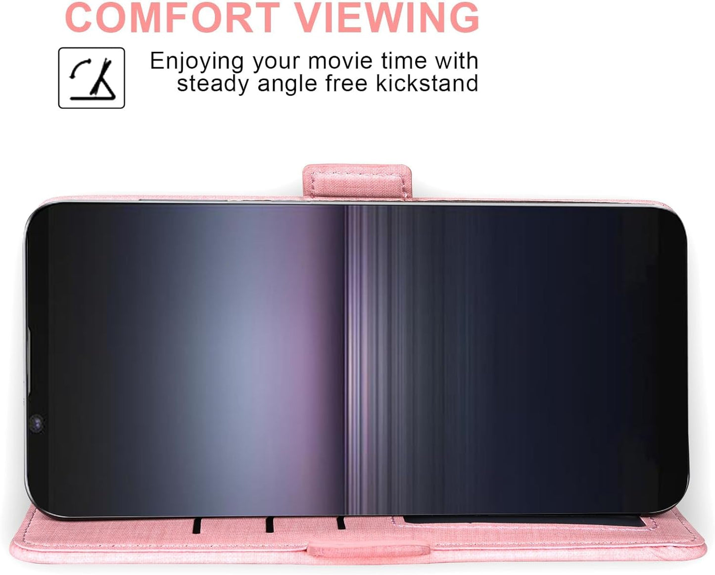 Asuwish Phone Case for Sony Xperia 1 II 2 / Experia 1II 5G Wallet Cover with Tempered Glass Screen Protector Flip Credit Card Holder Slot Stand Cell Experia1Ii XQ-AT52 XQ-AT51 XQ-AT42 Women Men Pink  Asuwish   