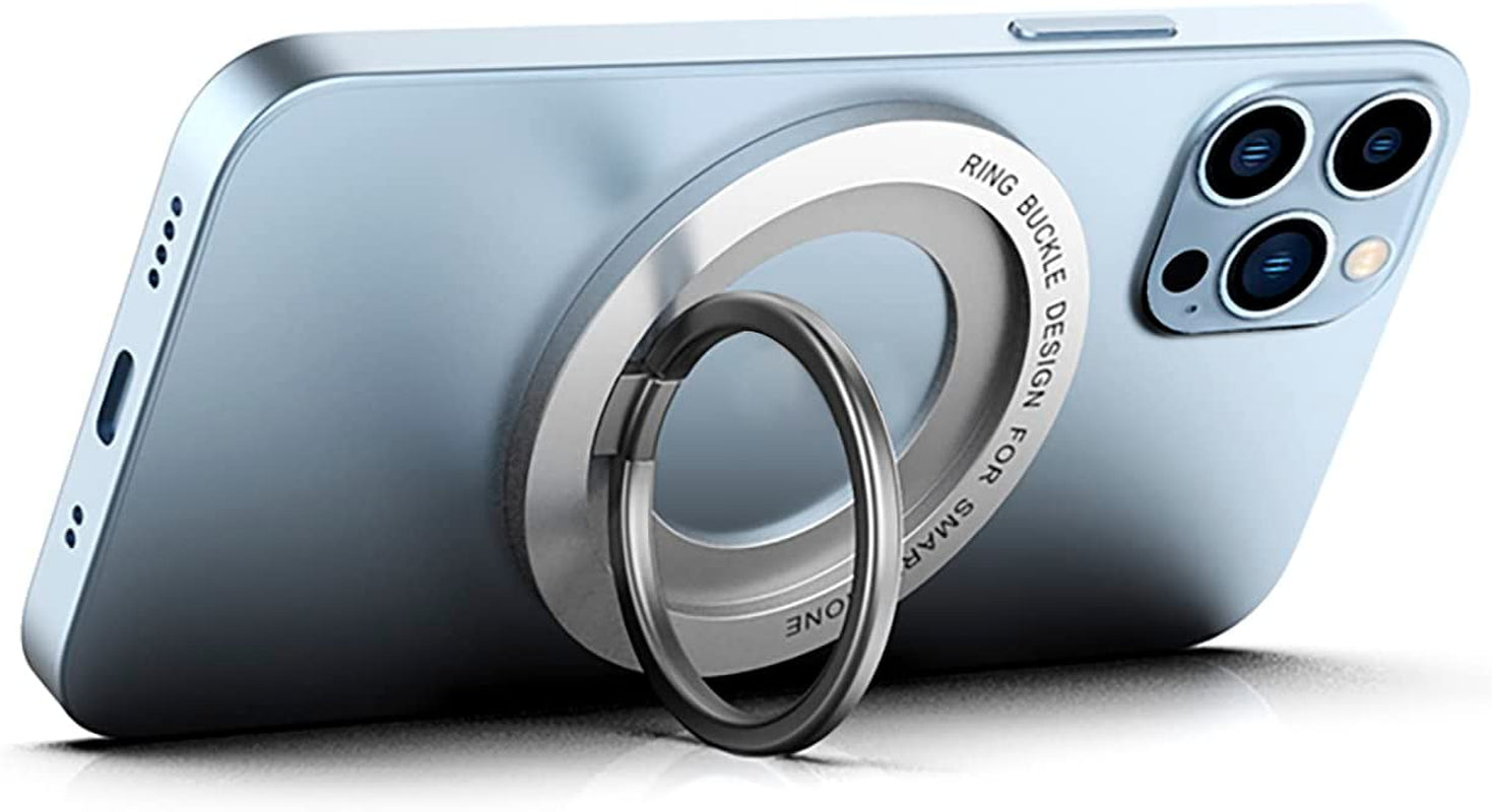 Magnetic Phone Ring Holder，Popsocket Magnetic Phone Grip for Iphone 14 13 12 Adjustable Kickstand,Magnetic Finger Phone Ring Stand Holder Silver  ideapro   