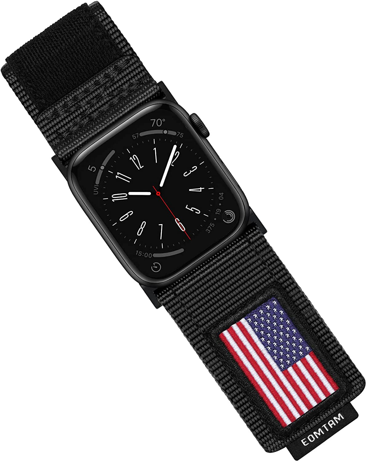 EOMTAM Men Width 30MM Adjustable Nylon Strap for Apple Watch Band Ultra 49Mm 45Mm 44Mm 42Mm 41Mm 40Mm 38Mm, Rugged Sport Soft Woven Wristband for Iwatch Series 8 SE 7 6 5 4 3  EOMTAM Black-Blue USA Flag Extra Large 42/44/45/49MM 