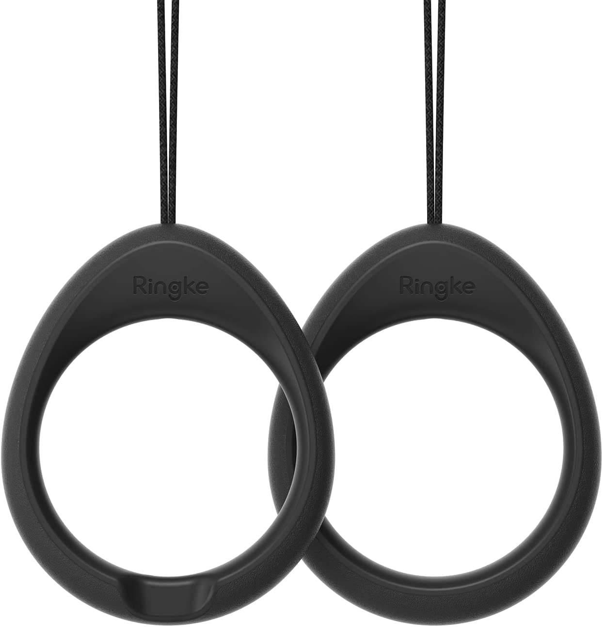 Ringke Finger Ring Strap Silicone Smartphone Grip Lanyard Holder [2 Pack] with Anti-Slip Mount Function Compatible with Phone Cases, Keys, Cameras, and More - Black & Lavender Gray  Rearth Black  