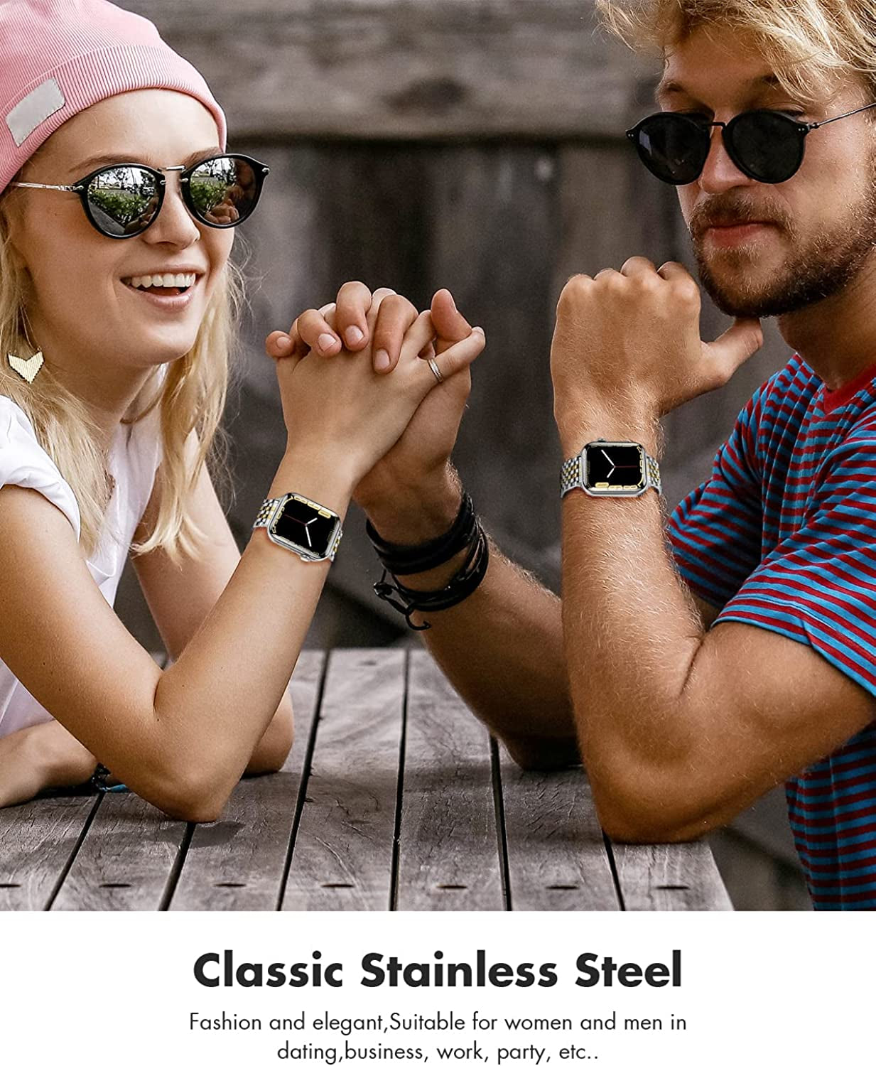 TISIMO for Apple Watch Band 38Mm 40Mm 41Mm 42Mm 44Mm 45Mm Series 8 7 6 5 4 3 2 1 SE SE2 Women and Men,Classic Stainless Steel Metal Watchband for Iwatch Bands,Pretty Shiny Look  TISIMO   