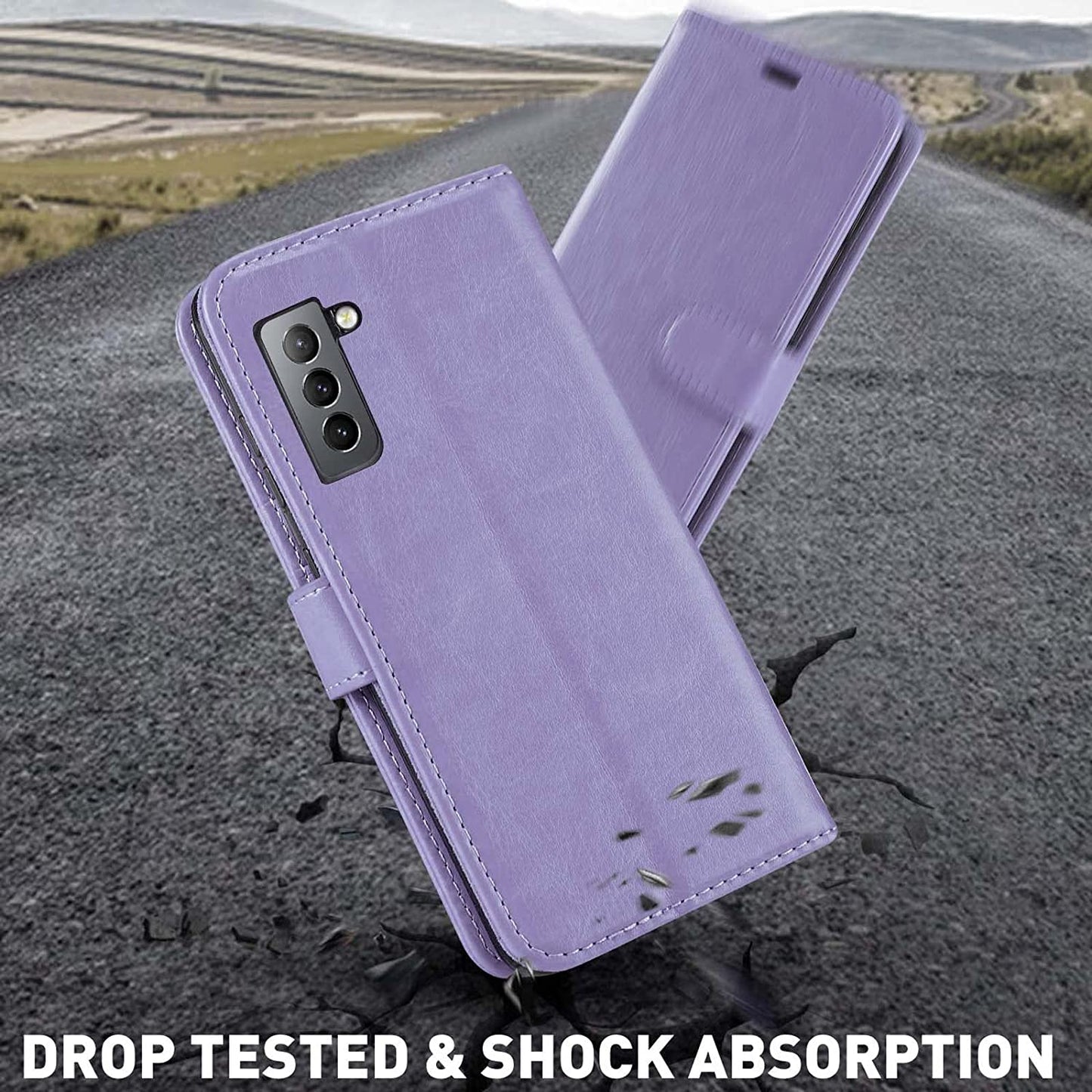 MONASAY Wallet Case for Galaxy S21+Plus 5G, 6.7 Inch [Screen Protector Included][Rfid Blocking] Flip Folio Leather Cell Phone Cover with Credit Card Holder, Lavenders  MONASAY   