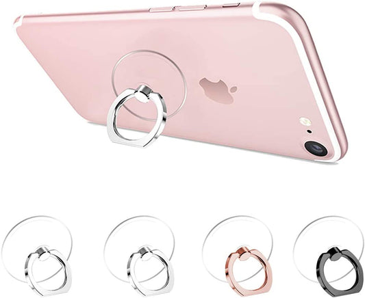 Jsoerpay Cell Phone Ring Holder, Transparent Ring Holder 360°Rotation Finger Ring Stand, Clear Cell Phone Kickstand Compatible with Most of Phones, Tablet and Case, (2Silver+1Black+1Rose Gold)  Silitraw   
