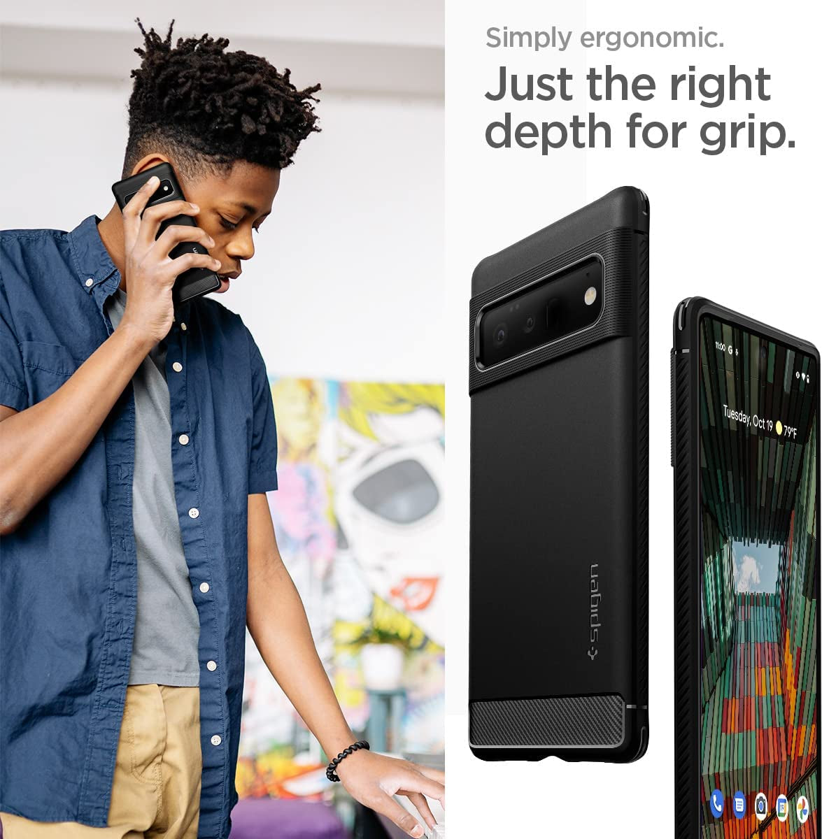 Spigen Rugged Armor Designed for Google Pixel 6 Pro Case (2021) - Matte Black  Spigen   