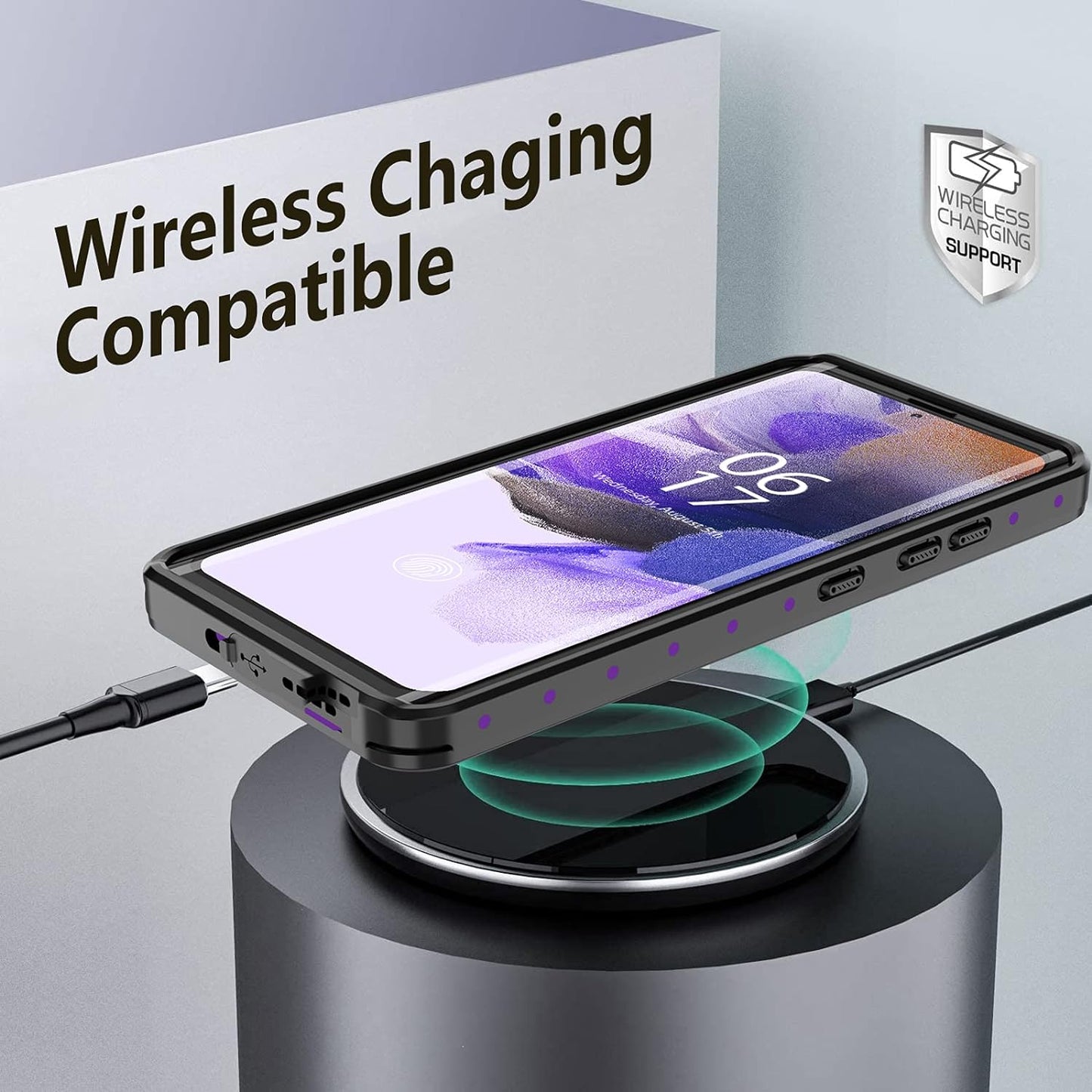 Oterkin Samsung Galaxy S21 Ultra Waterproof Case, Built-In Screen Protector, Dustproof Shockproof 360 Full Body, Purple  Oterkin   